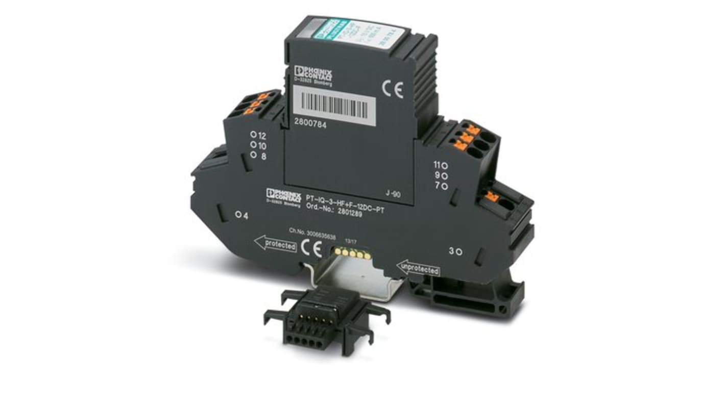 Phoenix Contact 2801289, dispositivo di protezione da sovracorrente per guida DIN con indicatore di stato multistadio, montaggio su guida DIN.