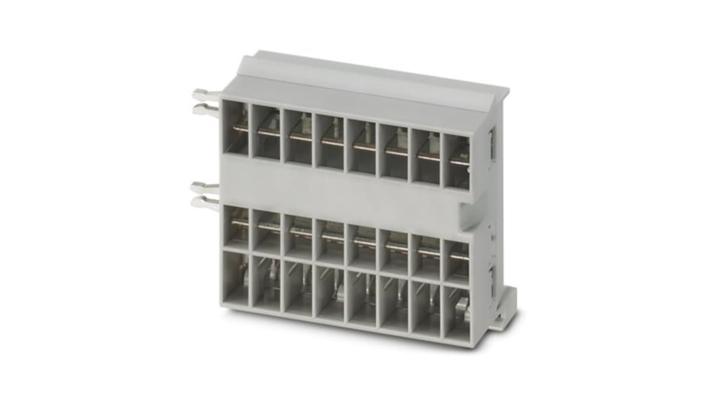 Barra di distribuzione CAPAROC Phoenix Contact con 8 slot, installazione su guida DIN, design Plug and Play, corrente fino a 45 A.