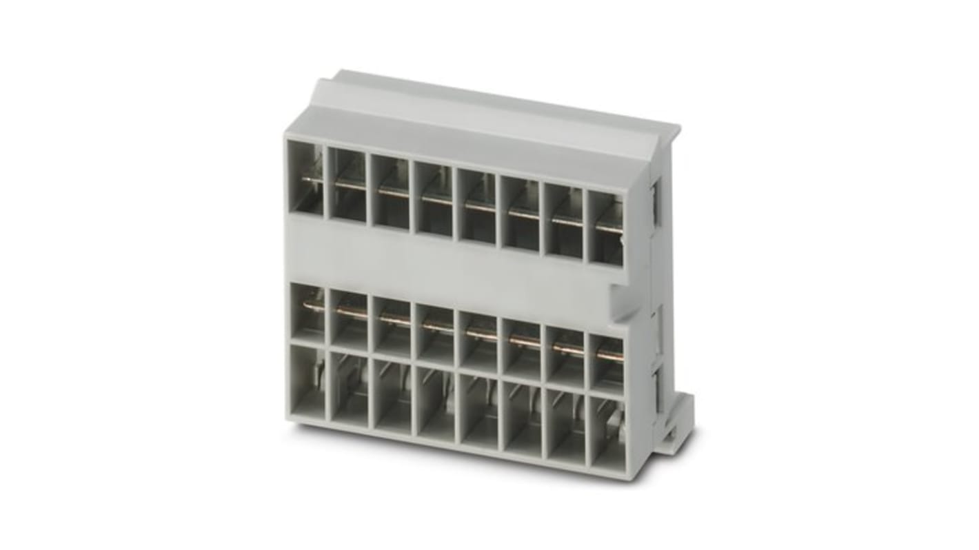 Barra di distribuzione CAPAROC Phoenix Contact 1115672 con 8 slot, installazione su guida DIN, design Plug and Play.
