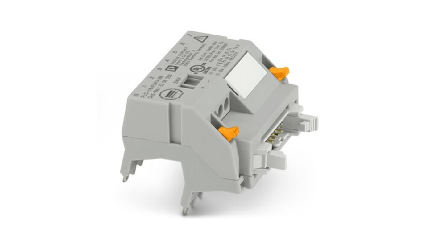 Adattatore V8 Phoenix Contact 2296553 per 8 interfacce PLC, contenitore verde in poliammide 6.6, grado di protezione IP20.