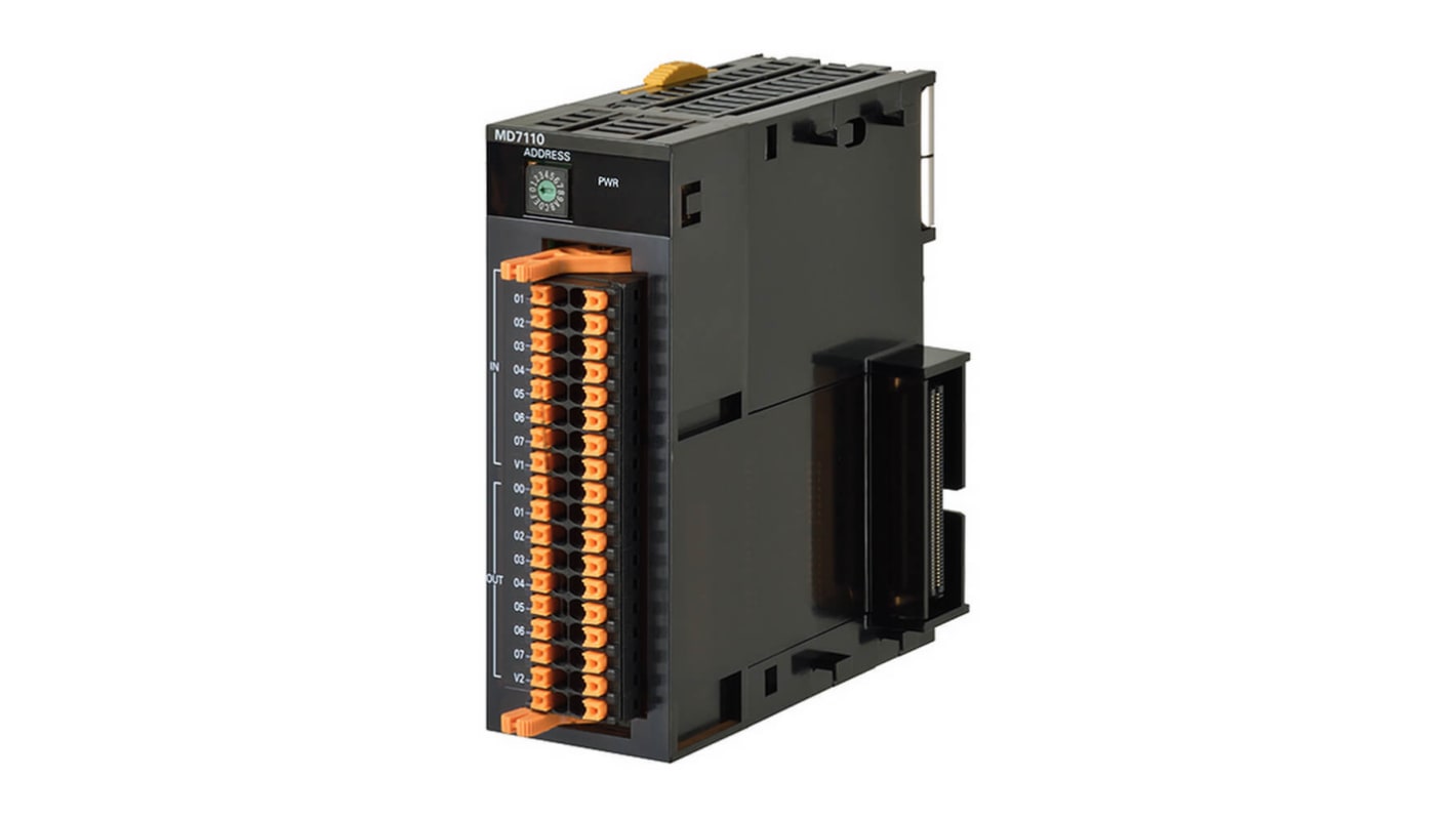 Unità I/O digitale Omron CK3W-MD7120, 16 ingressi/uscite PNP, dimensioni 90 x 31,6 x 80 mm, compatibile con CK3M.