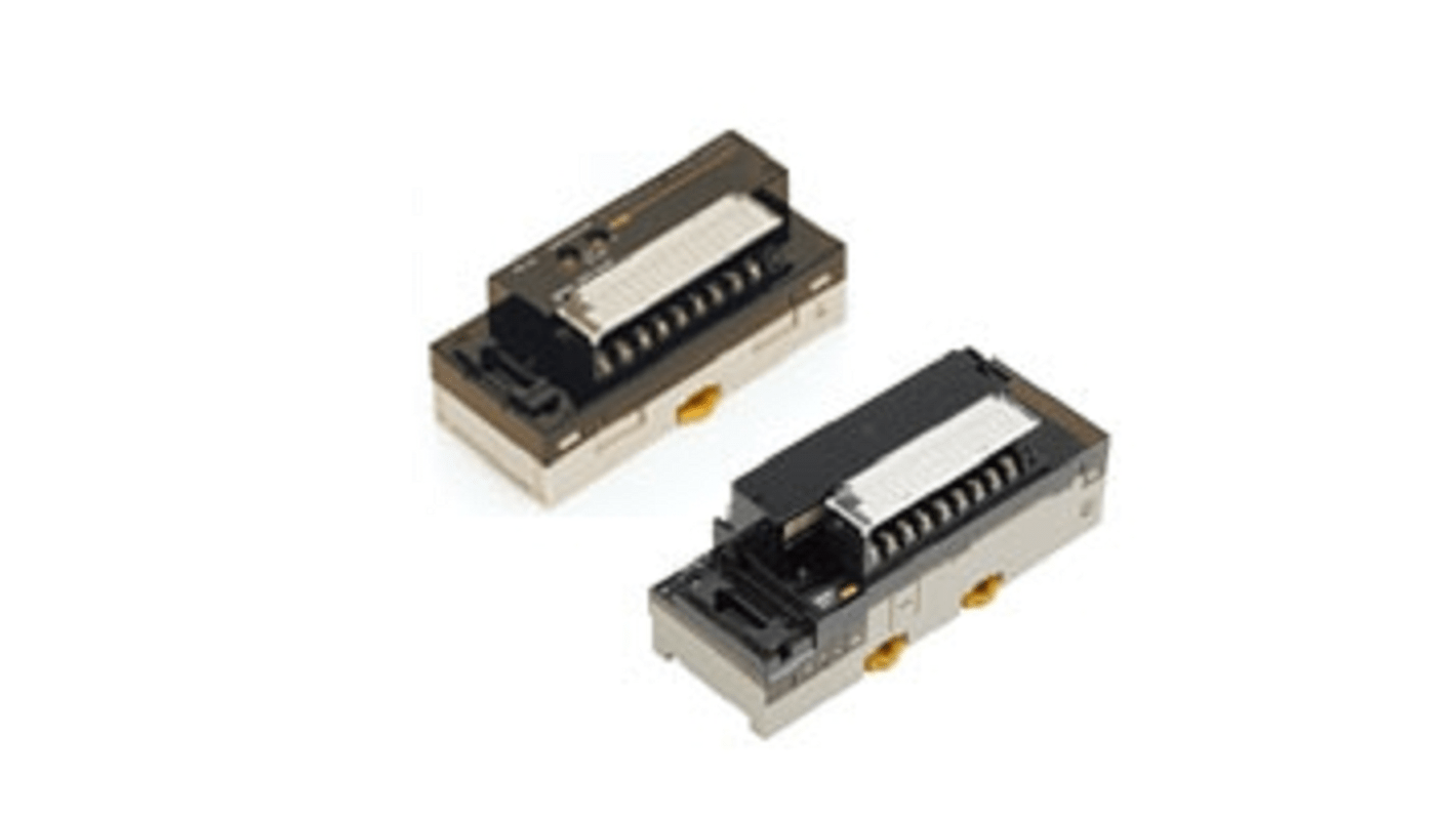Modulo I/O Omron CRT1-OD16SL-1, unità di uscita CompoNet con 16 uscite PNP, dimensioni 52 x 132 x 60,3 mm.