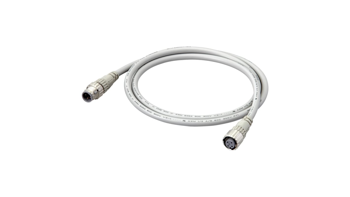 Connettore per cavo Omron XS5W-D421-L81-F, 4 pin, lunghezza 20 metri, materiale PVC, connessione maschio, per sensori.