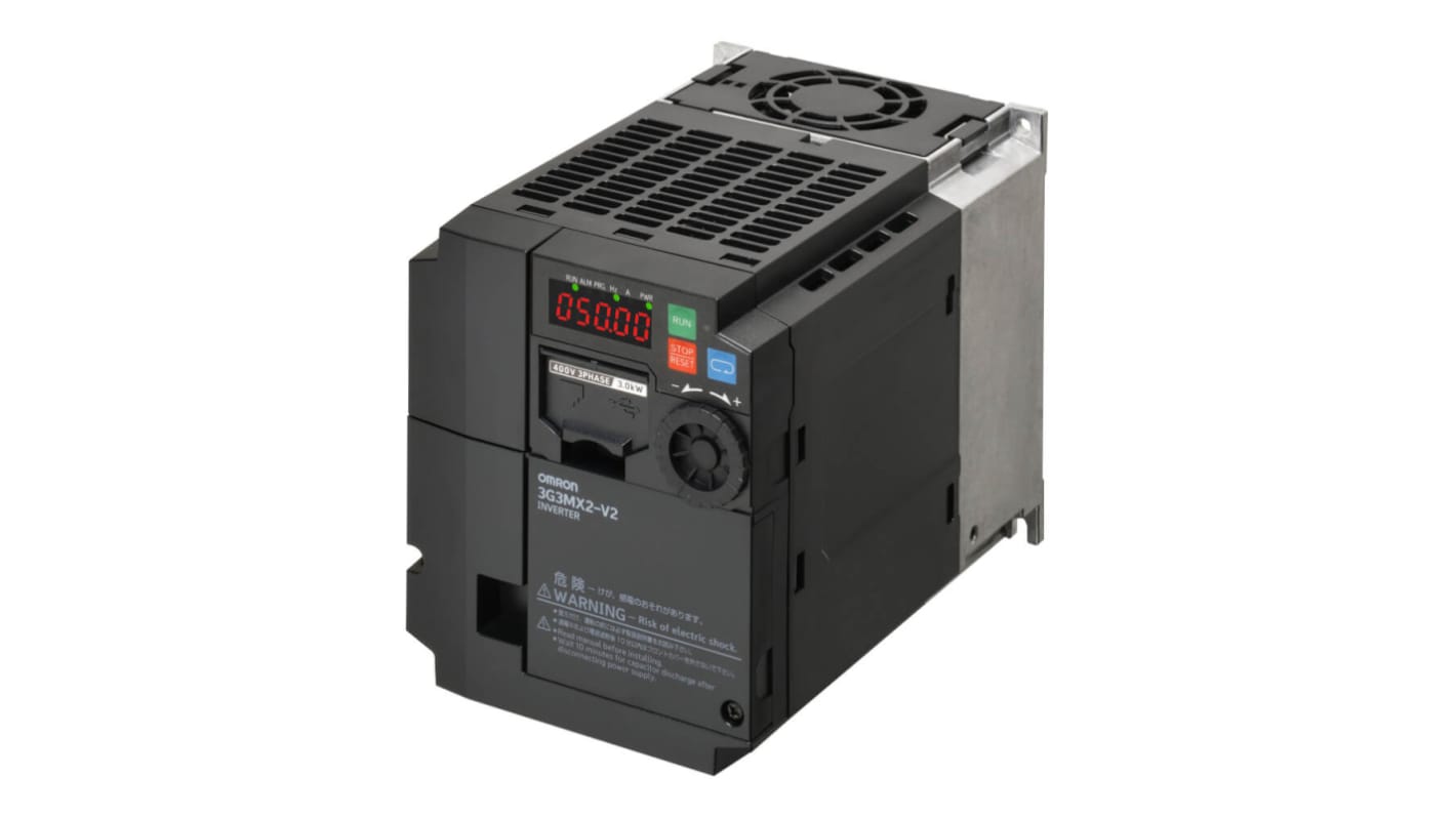 Inverter Omron 3G3MX2-A4004-E, 0,75 kW, 3 fasi, 400 V, controllo vettoriale, porta USB, alimentazione 24 V c.c.