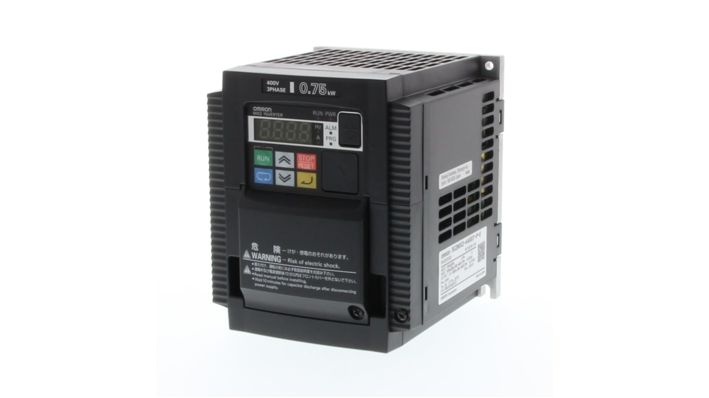 Inverter Omron 3G3MX2-AB015-P-E, potenza 2,2 kW, 1 fase, 200 V, 9,6 A, controllo vettoriale, porta USB.