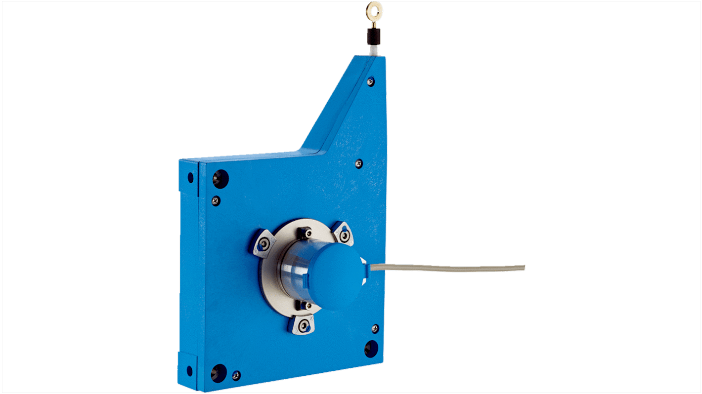 Encoder a filo Sick BCG13-K1KM05PP, uscita analogica, risoluzione 0,1 mm, montaggio a flangia, dimensioni 215x110x17 mm.