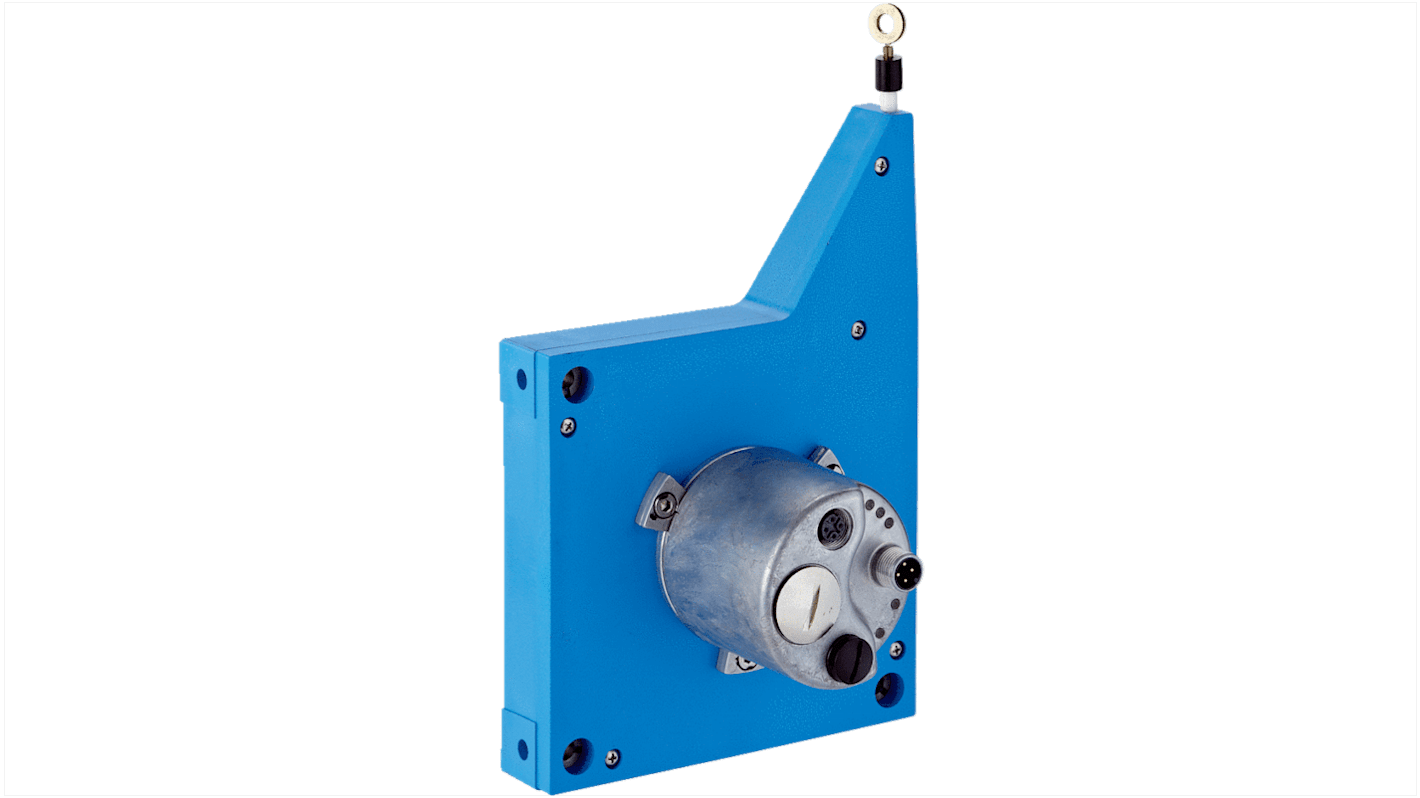 Encoder a filo Sick BCG13-N1BM0599, uscita Profinet, corsa 5000 mm, risoluzione 0,001 mm, montaggio a flangia, dimensioni 130 x 215 x 66 mm.