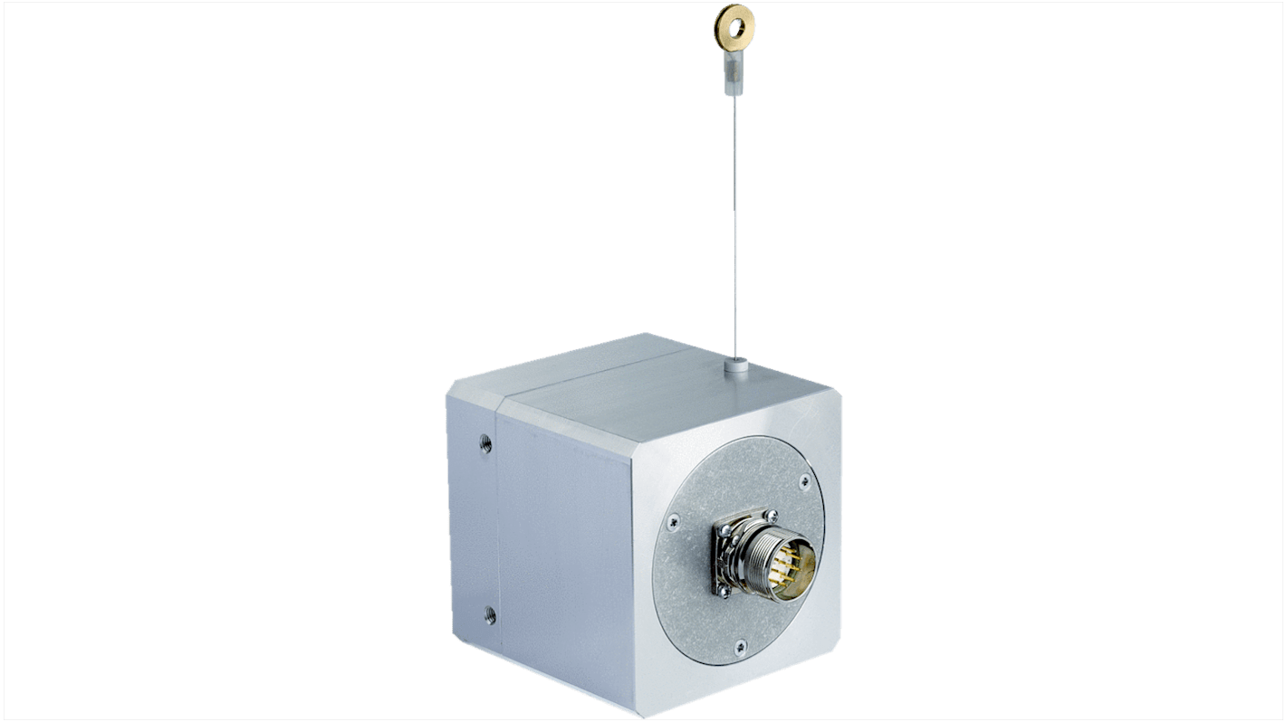 Encoder assoluto Sick BKS09-ATBM0520, uscita SSI, risoluzione 0,05 mm, montaggio a flangia, dimensioni 90x90x90 mm.