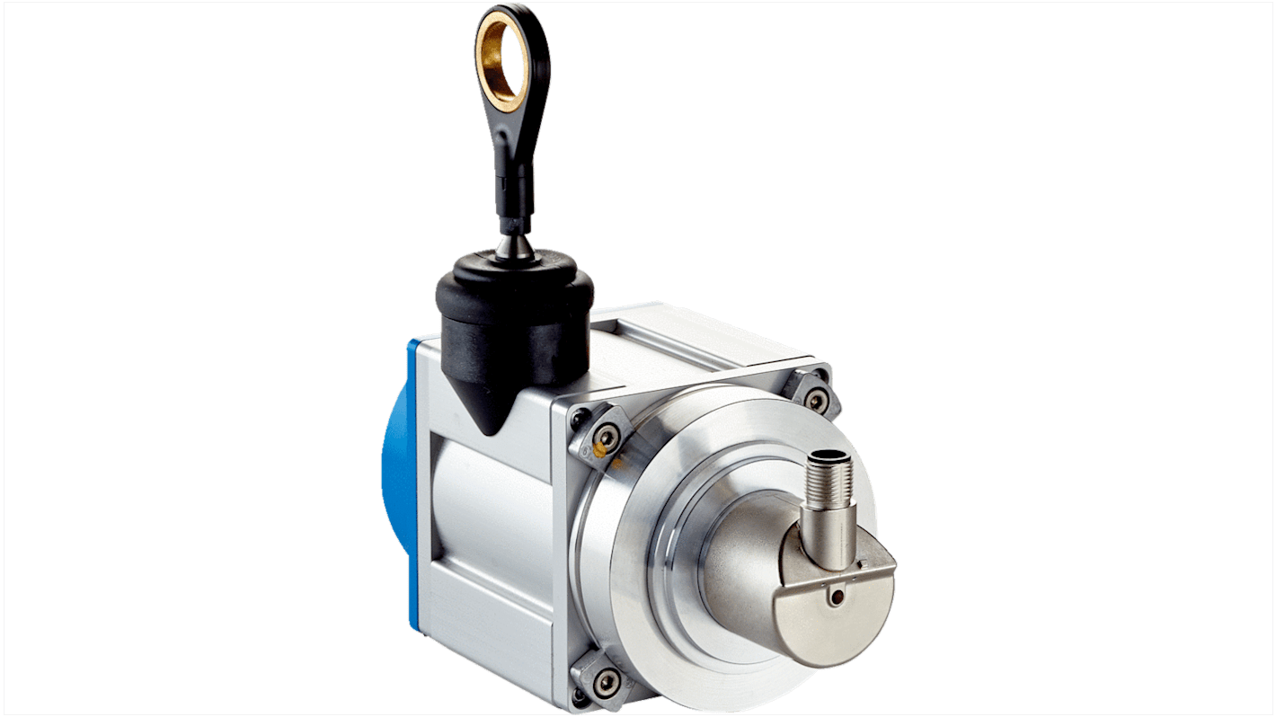 Encoder a filo Sick BTF08-C1QM0382, uscita CANOpen, lunghezza misurazione fino a 50 m, montaggio a flangia, grado di protezione IP64.