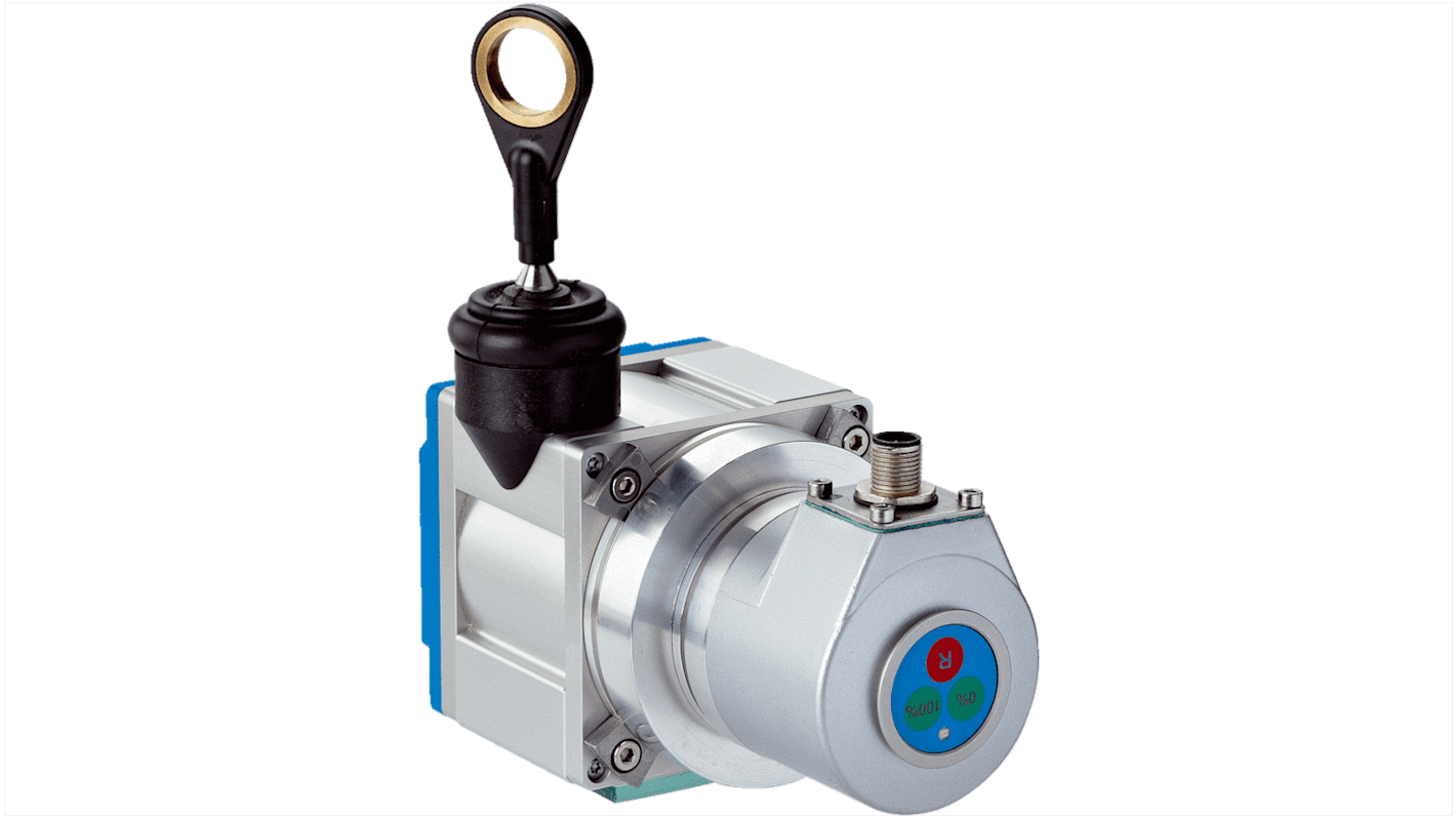 Encoder assoluto Sick BTF08-K1EM02PP con uscita analogica, montaggio a flangia, risoluzione 0,02 mm, grado di protezione IP64.