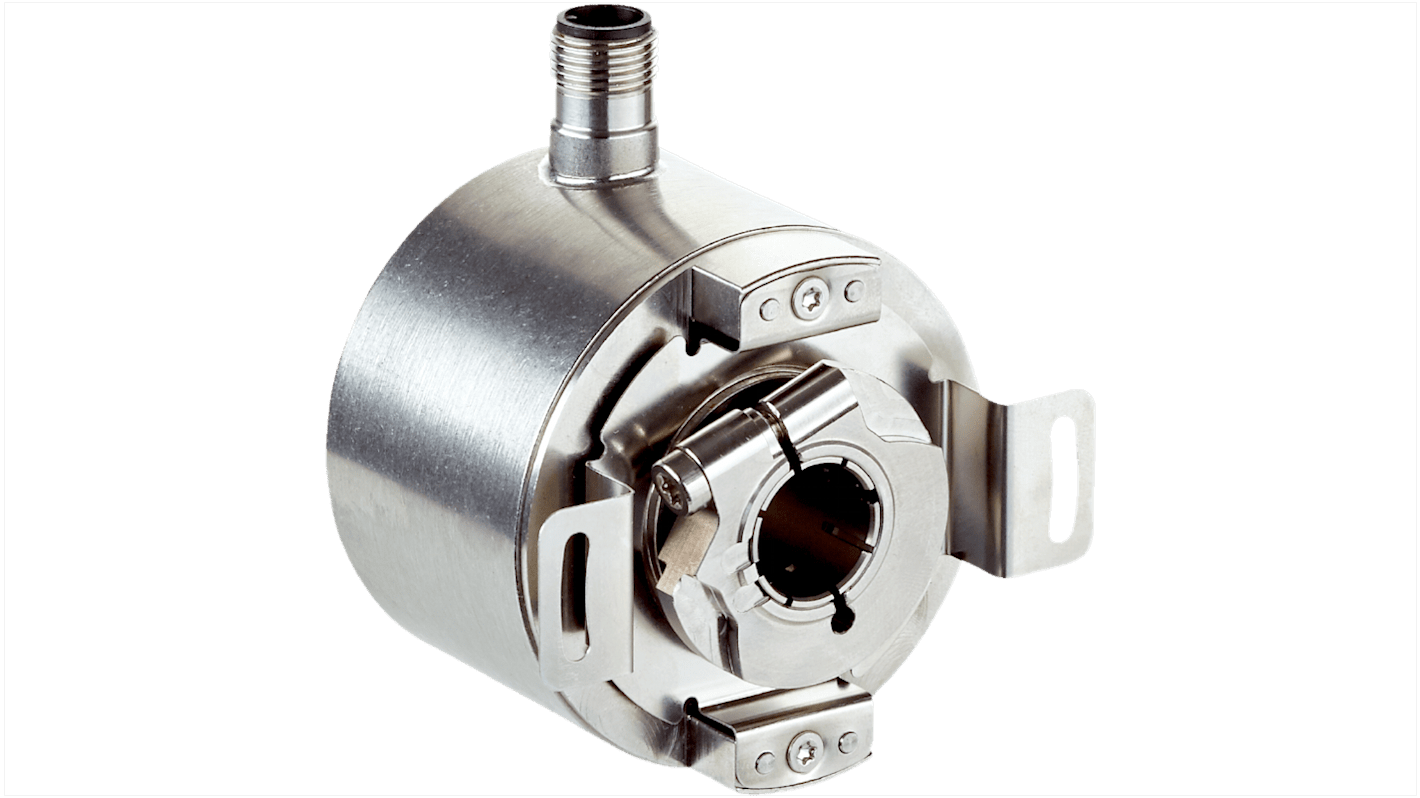 Encoder incrementale Sick DFS60I-BEPC65536, 12 mm, 65536 impulsi/giro, montaggio a flangia, IP67, acciaio inox. Dimensioni 60.3 x 72 x 52.5 mm.