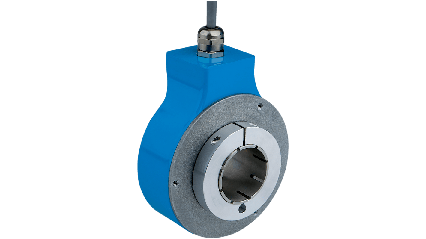 Encoder incrementale Sick DGS80B-TSLK02048, 2048ppr, albero cavo 30mm, uscita HTL, IP65, 3600 giri/min, dimensioni 35x116,9x35mm.