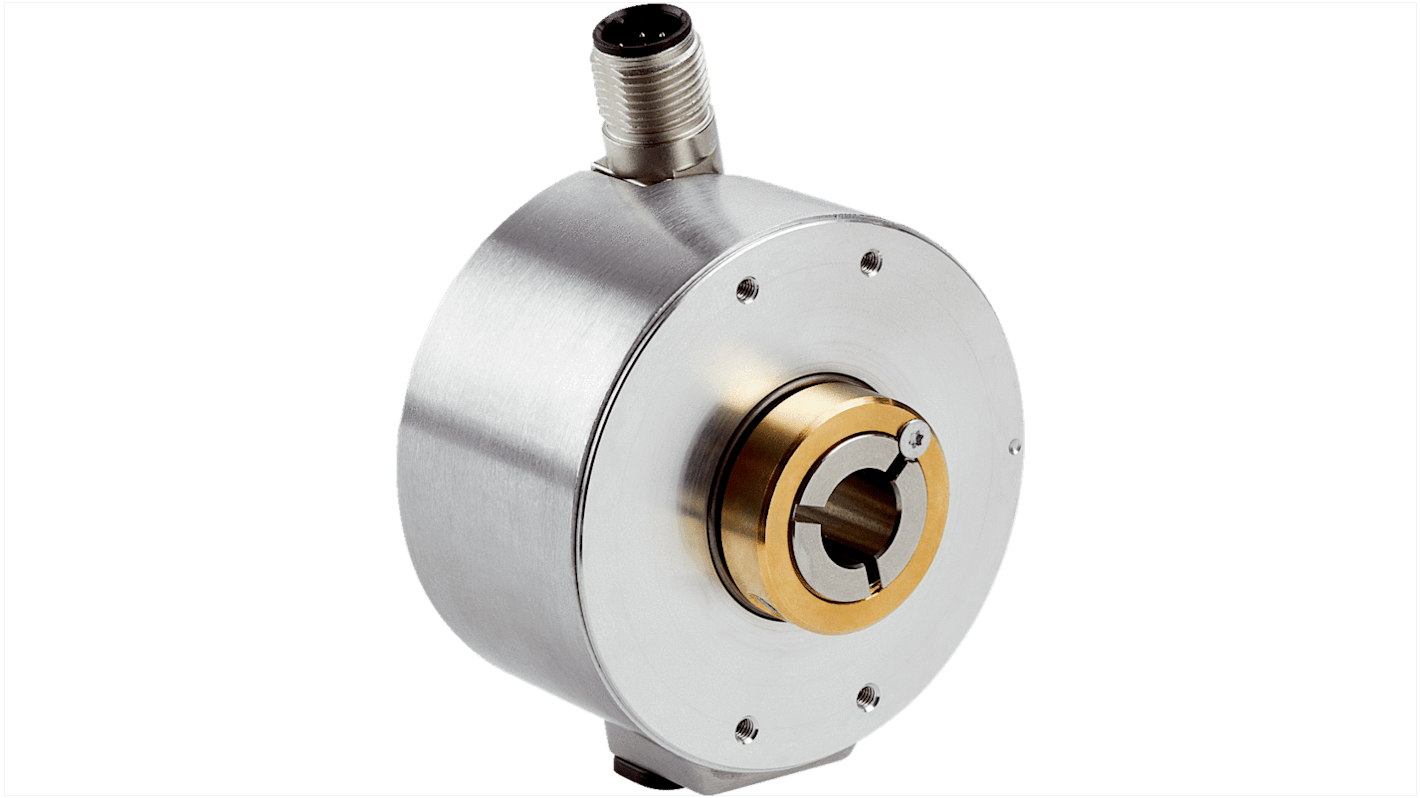 Encoder incrementale Sick DUS60E-TEKFAACA, risoluzione 2400 ppr, montaggio a flangia, IP65, dimensioni 58x58x43.8 mm.