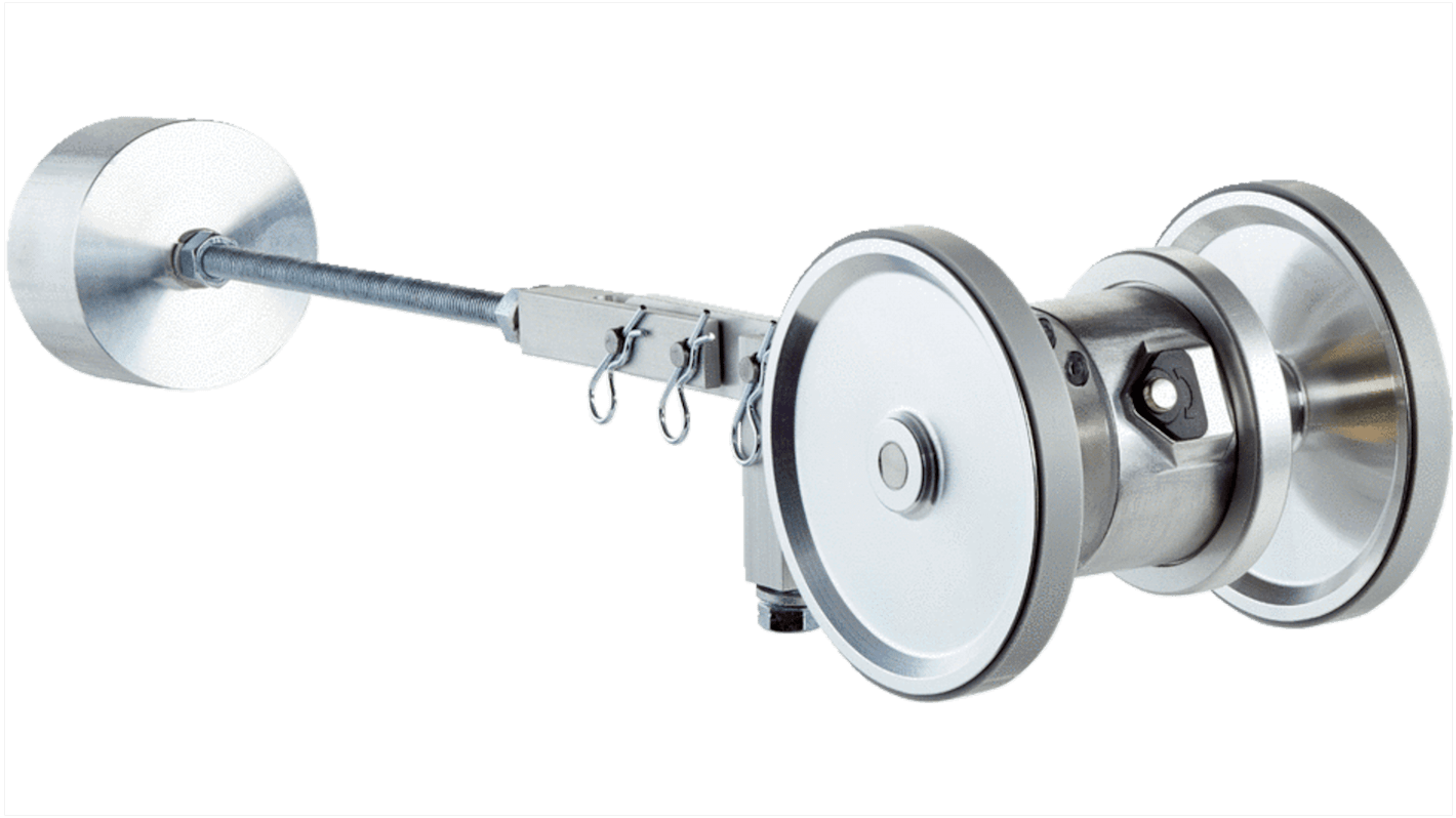 Encoder industriale Sick DUV60E-D4KCJAAA, con ruota misuratrice, uscita TTL/HTL, montaggio a flangia, dimensioni 76,2 x 130,56 mm.
