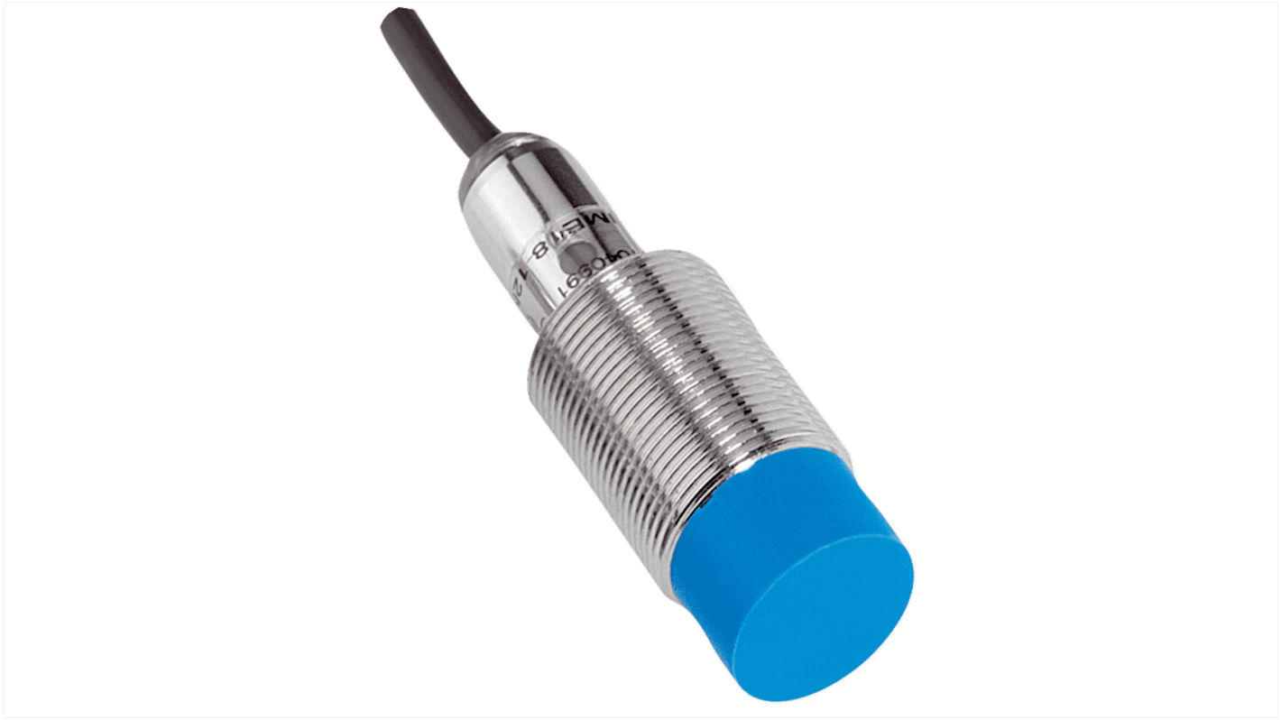 Sensore di prossimità induttivo cilindrico Sick IME18-20NNSZW2K, NPN, rilevamento 20 mm, IP67, montaggio a filo, dimensioni 48x18 mm.