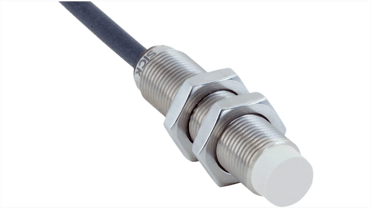 Sensore di prossimità induttivo cilindrico Sick IMF12-08NPPNS6S, PNP, M12, rilevamento 8 mm, IP68, cavo 10 m.