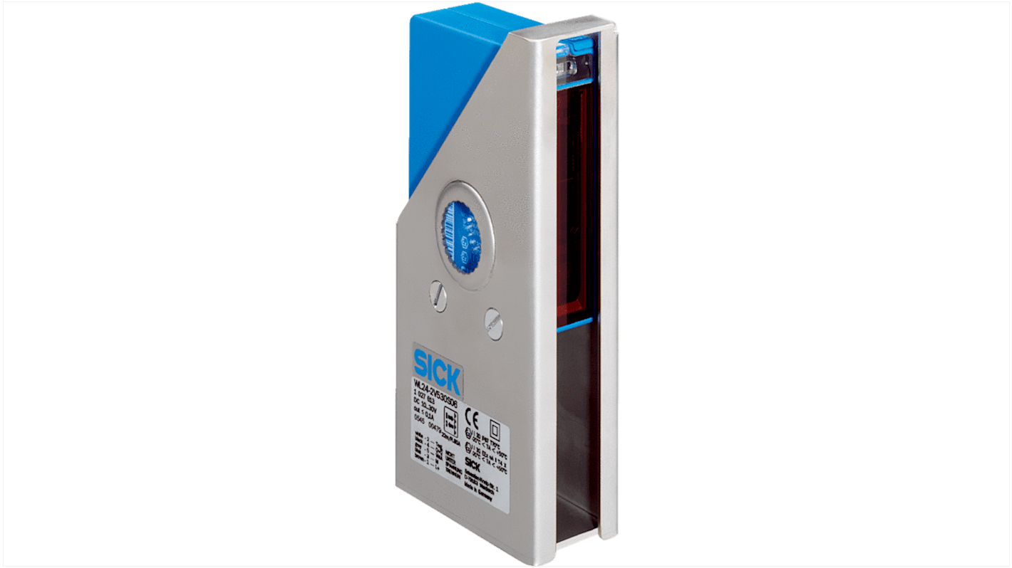 Sensore fotoelettrico rettangolare Sick WL24-2V530S06 a retroriflessione, gamma di rilevamento fino a 22 m, grado di protezione IP 69K.