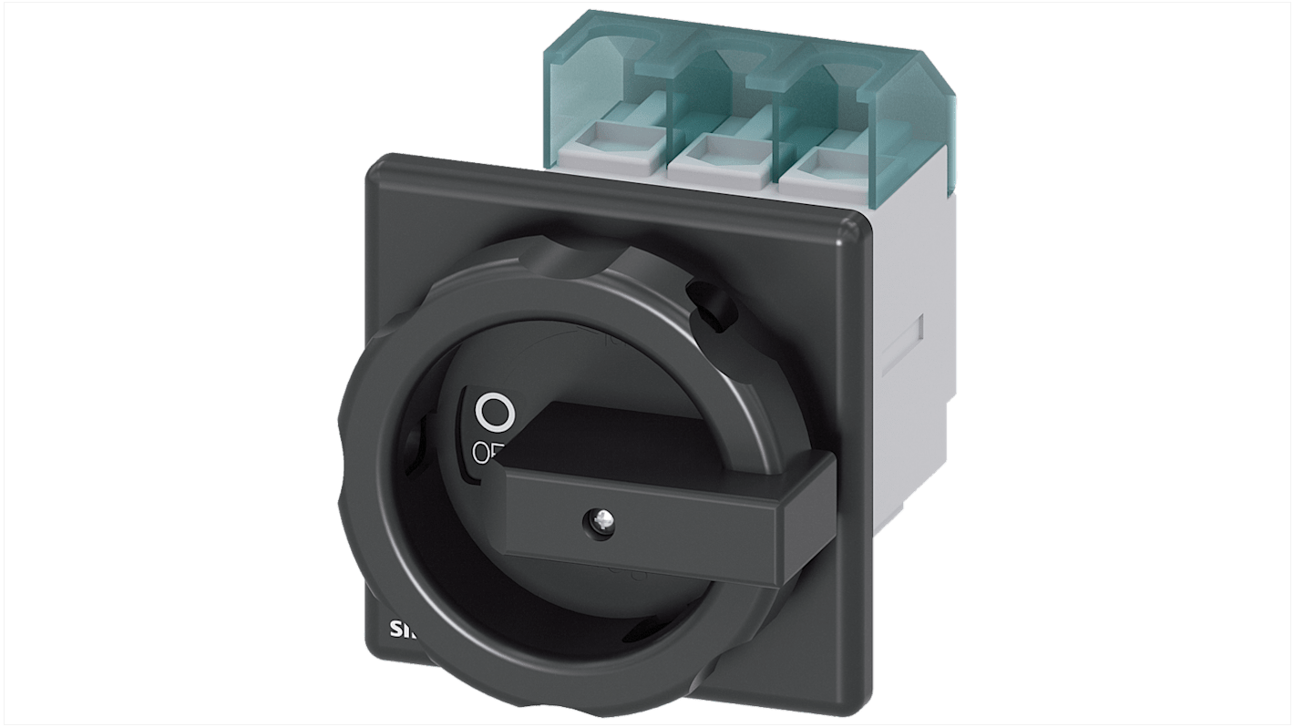 Sezionatore portafusibili Siemens 3LD2555-0TK51, 3 poli, corrente massima 63 A, montaggio anteriore, vita utile 100000 cicli.