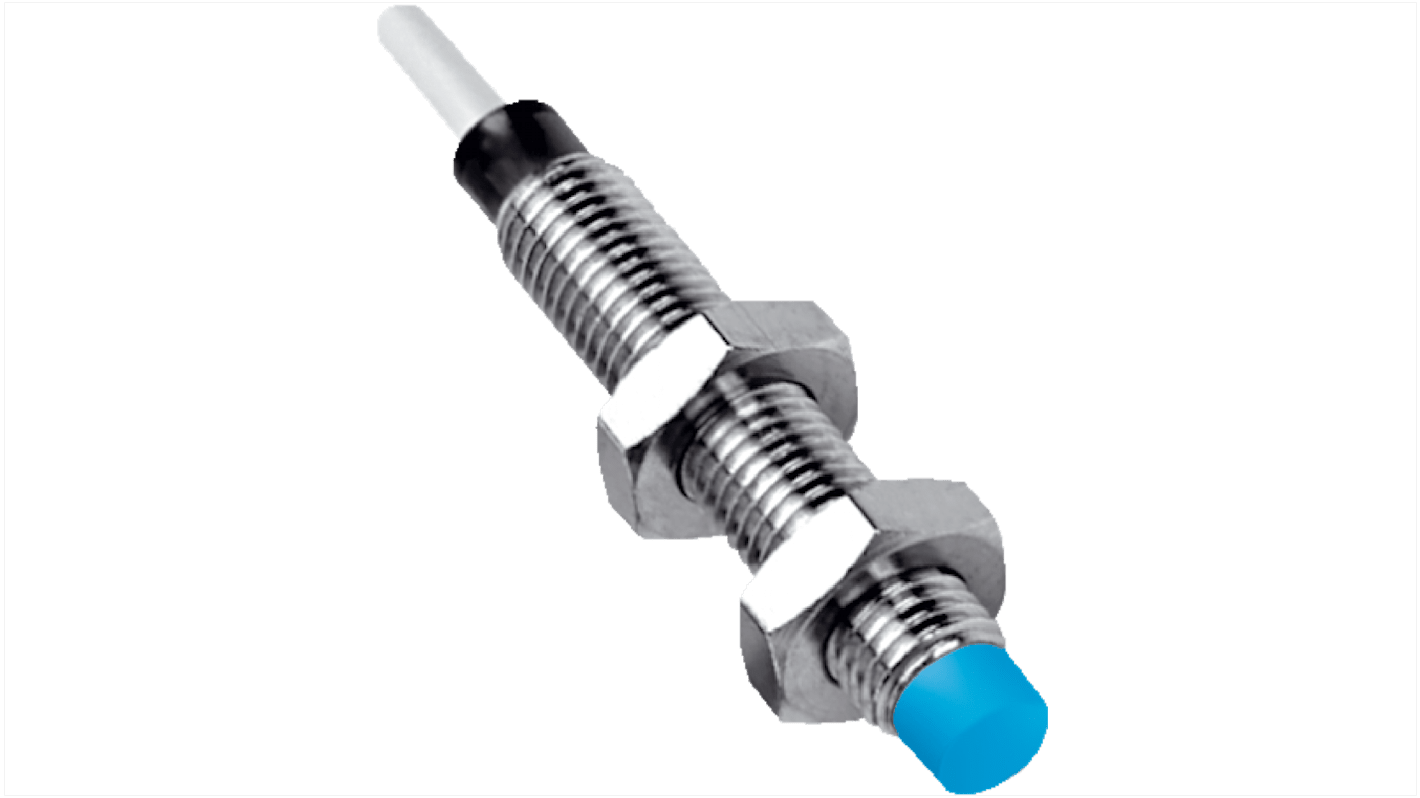 Sensore di prossimità induttivo cilindrico Sick IM08-04NPS-ZWK, PNP, gamma di rilevamento 4 mm, IP67, dimensioni 35,5 mm x 8 mm.