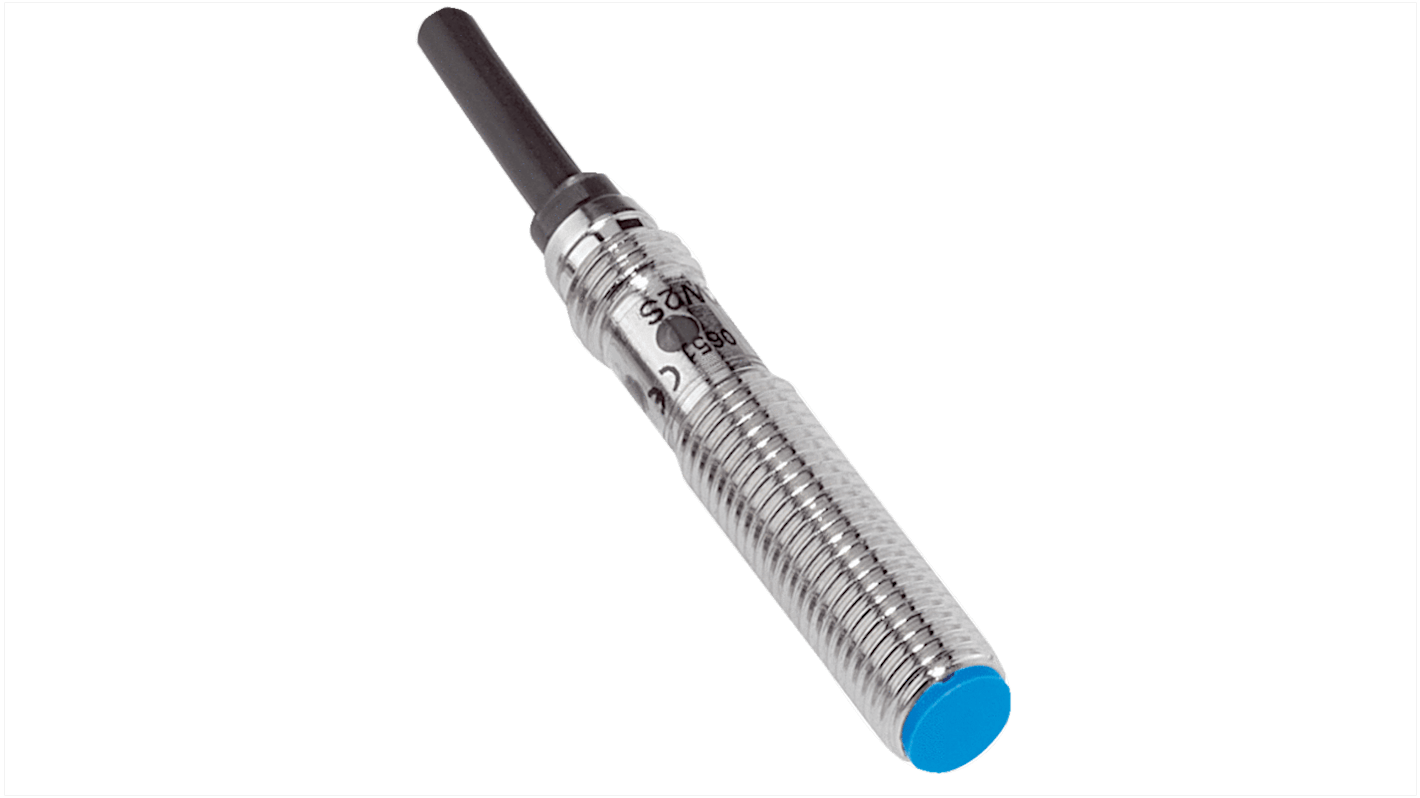 Sensore di prossimità induttivo cilindrico Sick IME08-02BPOZW3K, filettatura M8, gamma di rilevamento 2 mm, IP67.