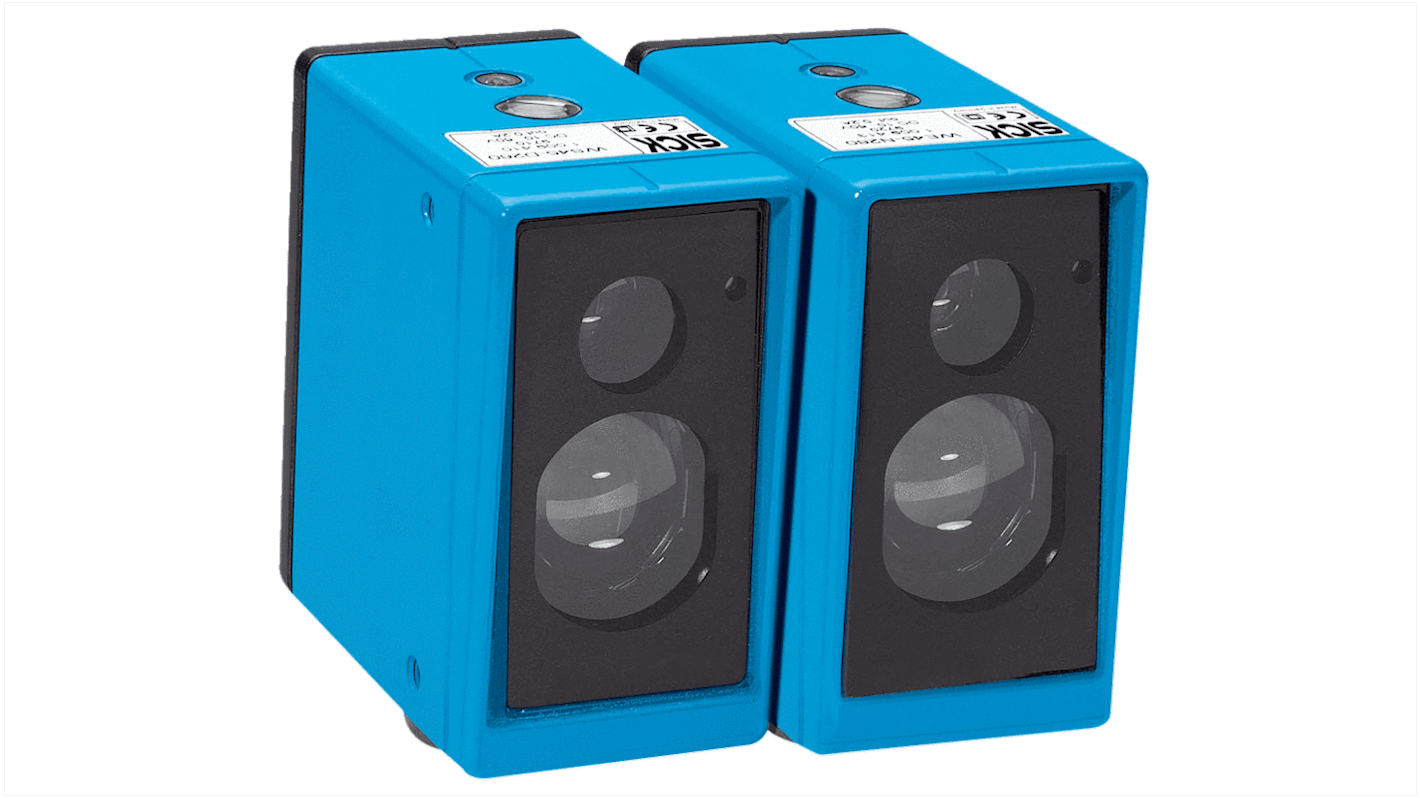 Sensore fotoelettrico Sick WS/WE45-P260, rettangolare, rilevamento fino a 350 m, uscita PNP, IP67, temperatura -25/+50 °C.