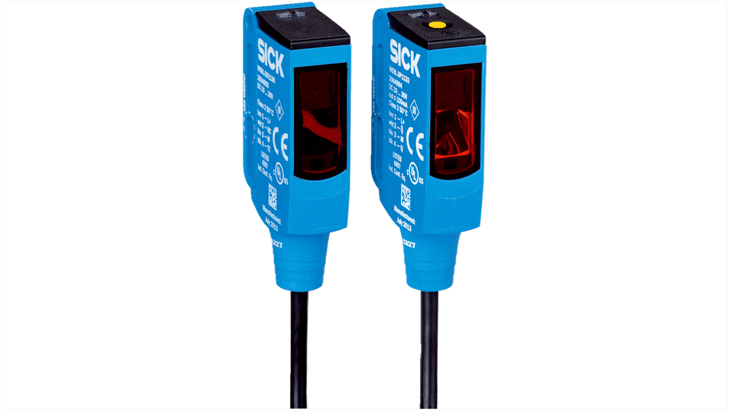 Sensore fotoelettrico Sick WSE9L-3P1137, rettangolare, rilevamento fino a 60 m, montaggio filettato, grado di protezione IP66/IP67/IP69K.
