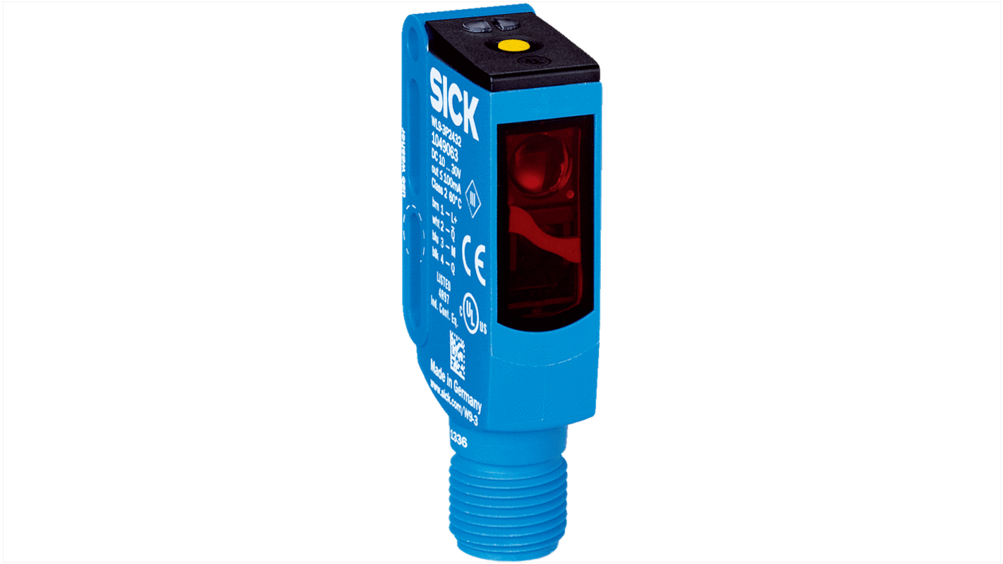 Sensore fotoelettrico rettangolare Sick WTB9C-3P3462A00, rilevamento 20-350 mm, uscita PNP, grado di protezione IP66/IP67/IP69.