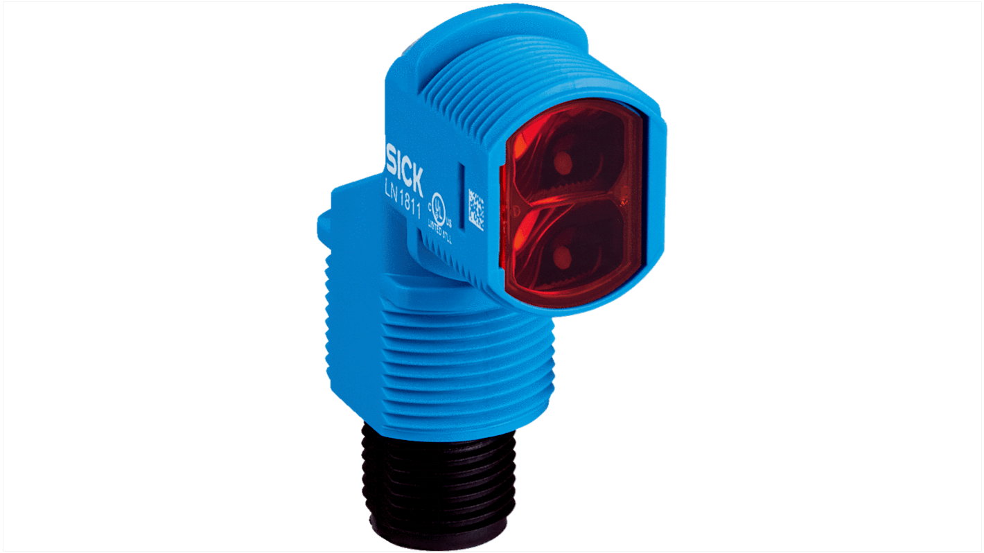 Sensore fotoelettrico rettangolare Sick ZLD18-4AB4A2, retro-riflettente, gamma 7,8 mm, montaggio M18, IP67, 30V.