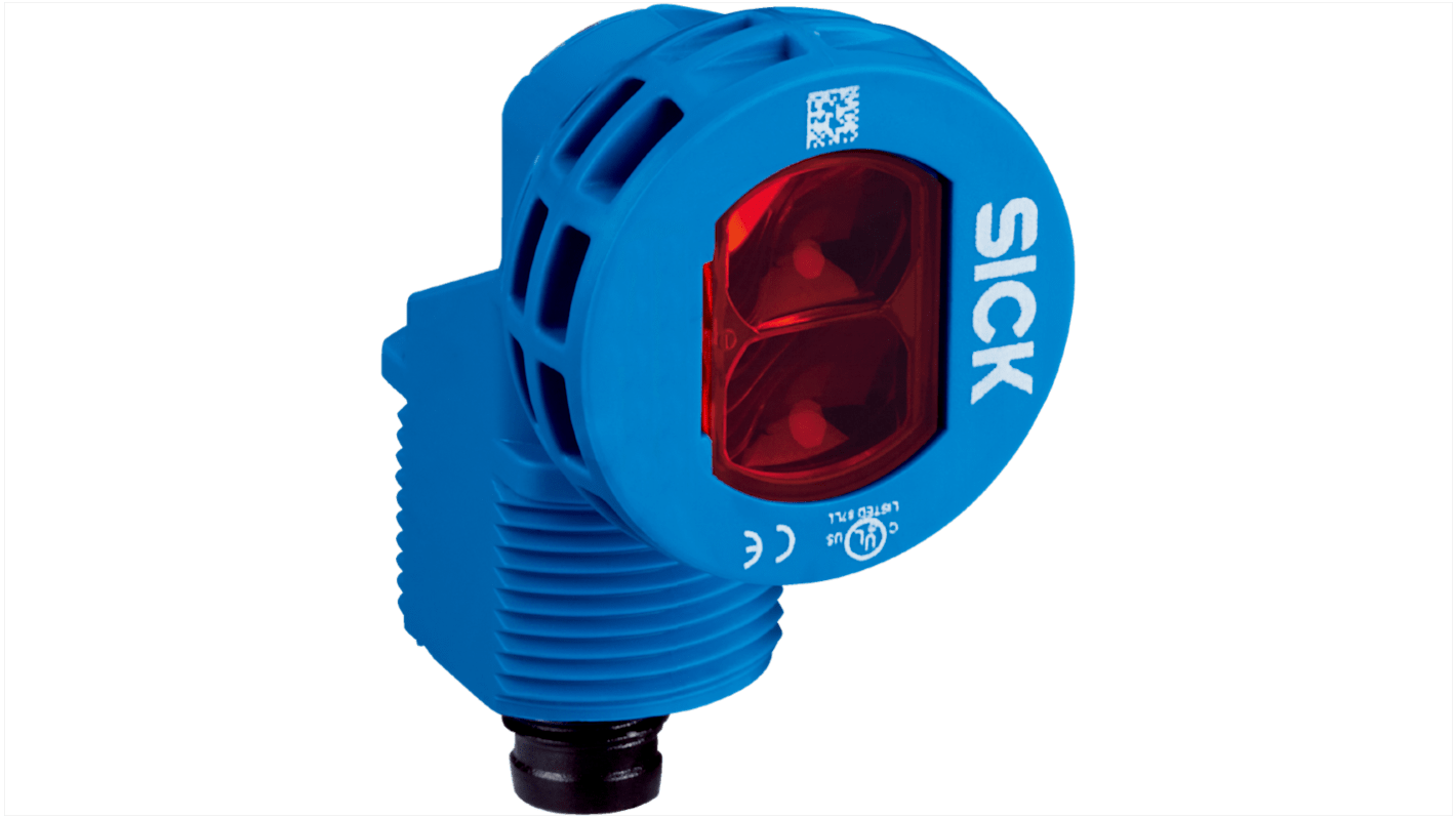 Sensore fotoelettrico rettangolare Sick ZLD18-5PZ3A8, rilevamento fino a 5m, montaggio filettato M18, grado di protezione IP67.