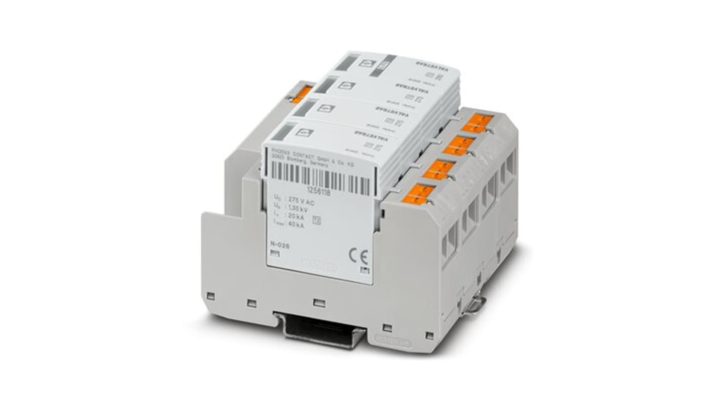 Scaricatore di sovratensione Phoenix Contact 1248961 per guida DIN, protezione fino a 1,6kV, installazione semplificata.