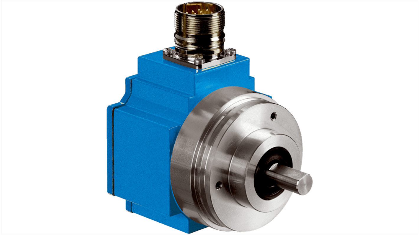 Encoder assoluto Sick SRS50-HWA0-K21, 1024 impulsi/giro, interfaccia HIPERFACE, montaggio a flangia, dimensioni 101x65x92.3 mm.