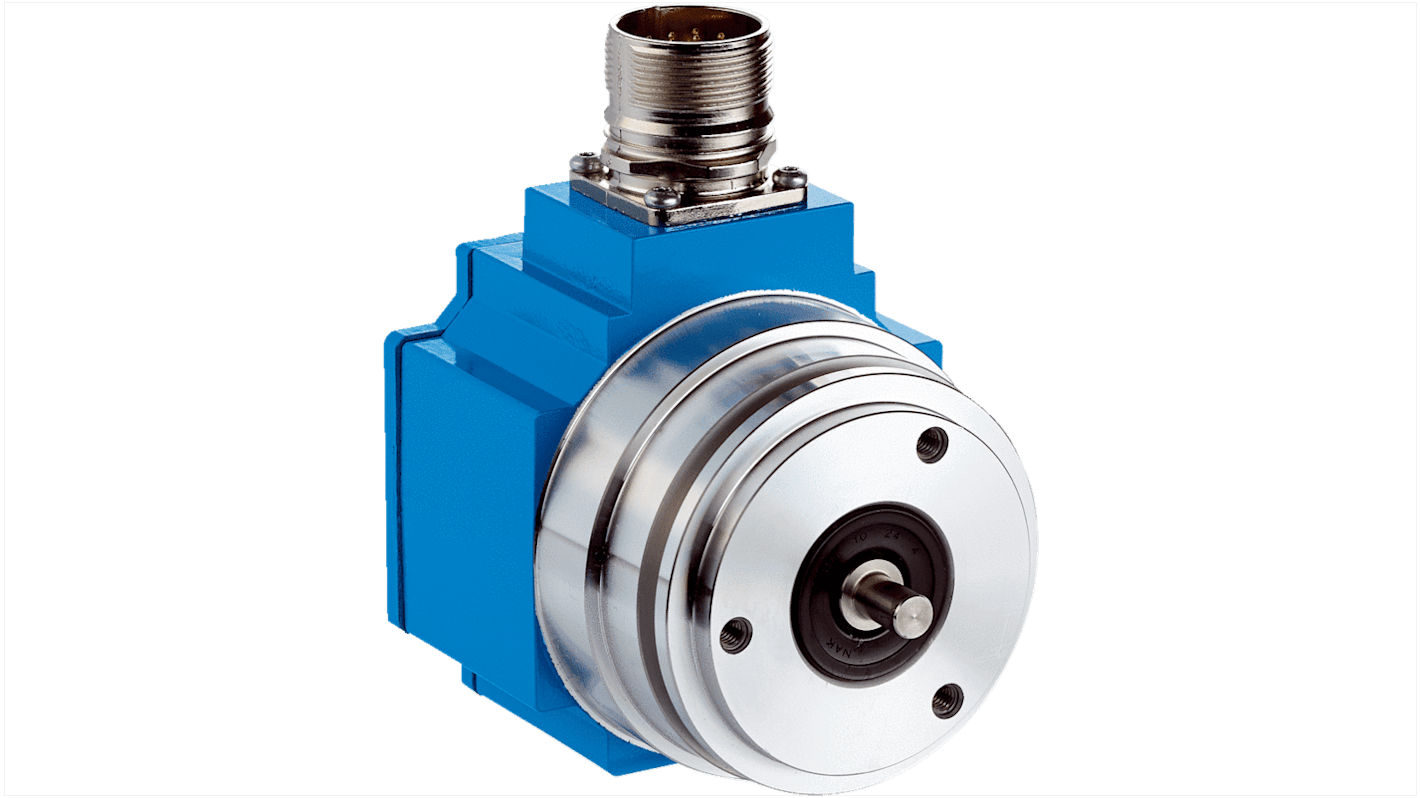 Encoder assoluto Sick SRS50-HXA0-K22, 1024 ppr, montaggio a flangia, IP65, 12.000 giri/min, dimensioni 101x65x83.3 mm.
