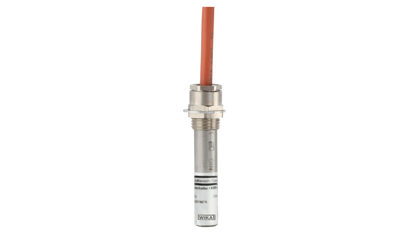 Interruttore reed magnetico SPDT WIKA, corrente 500mA, tensione 230V, montaggio con foro passante, protezione IP65.