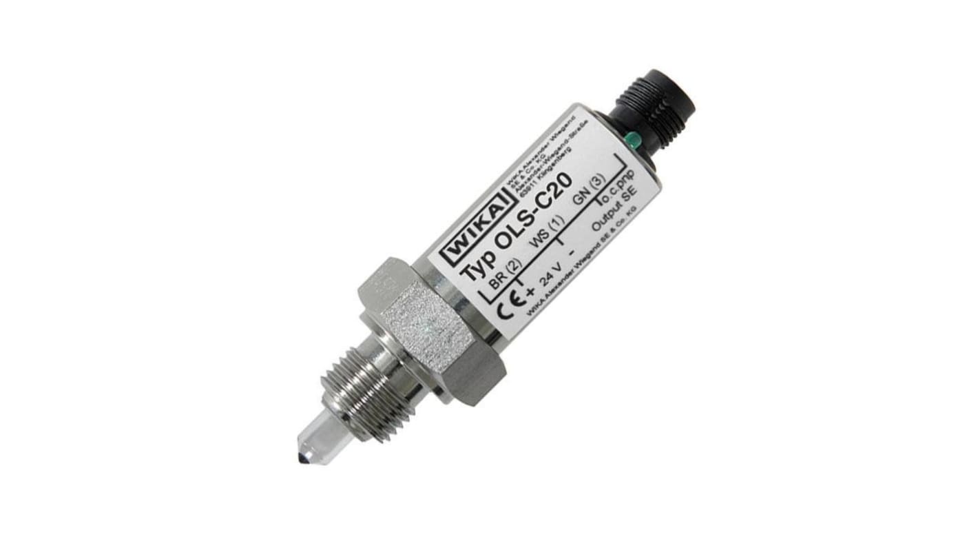Interruttore di livello WIKA 48799058, serie OLS-C20, montaggio filettato, uscita PNP, corpo in acciaio inossidabile.