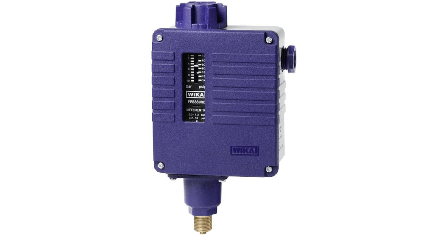 Sensore di pressione relativa WIKA 14281630, 10bar max, uscita SPDT, per applicazioni con oli, acqua e aria.
