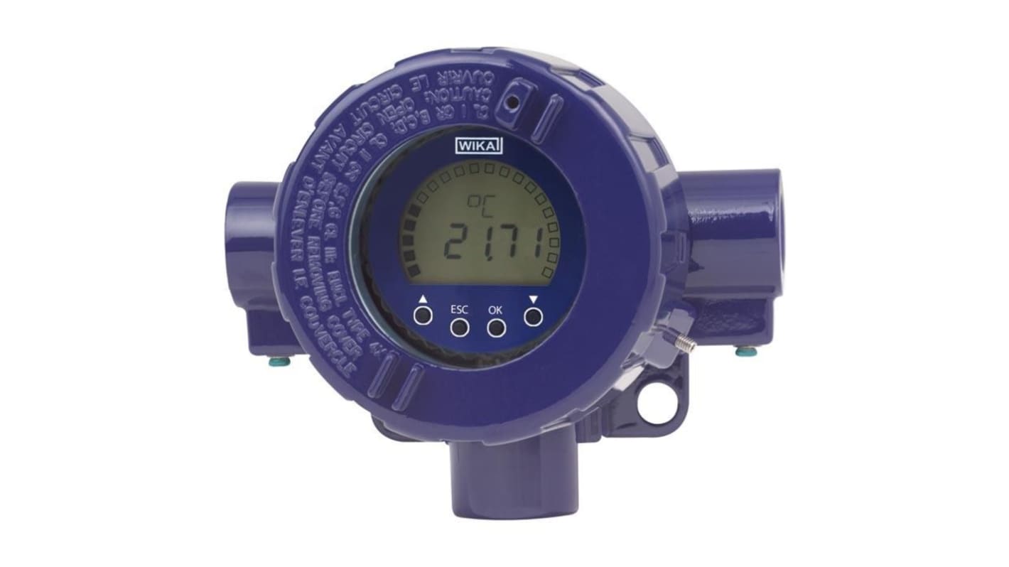 Trasmettitore di temperatura WIKA 48642884 TIF50-F, ingresso PT100, uscita 4-20 mA, intervallo -40°C a 85°C.