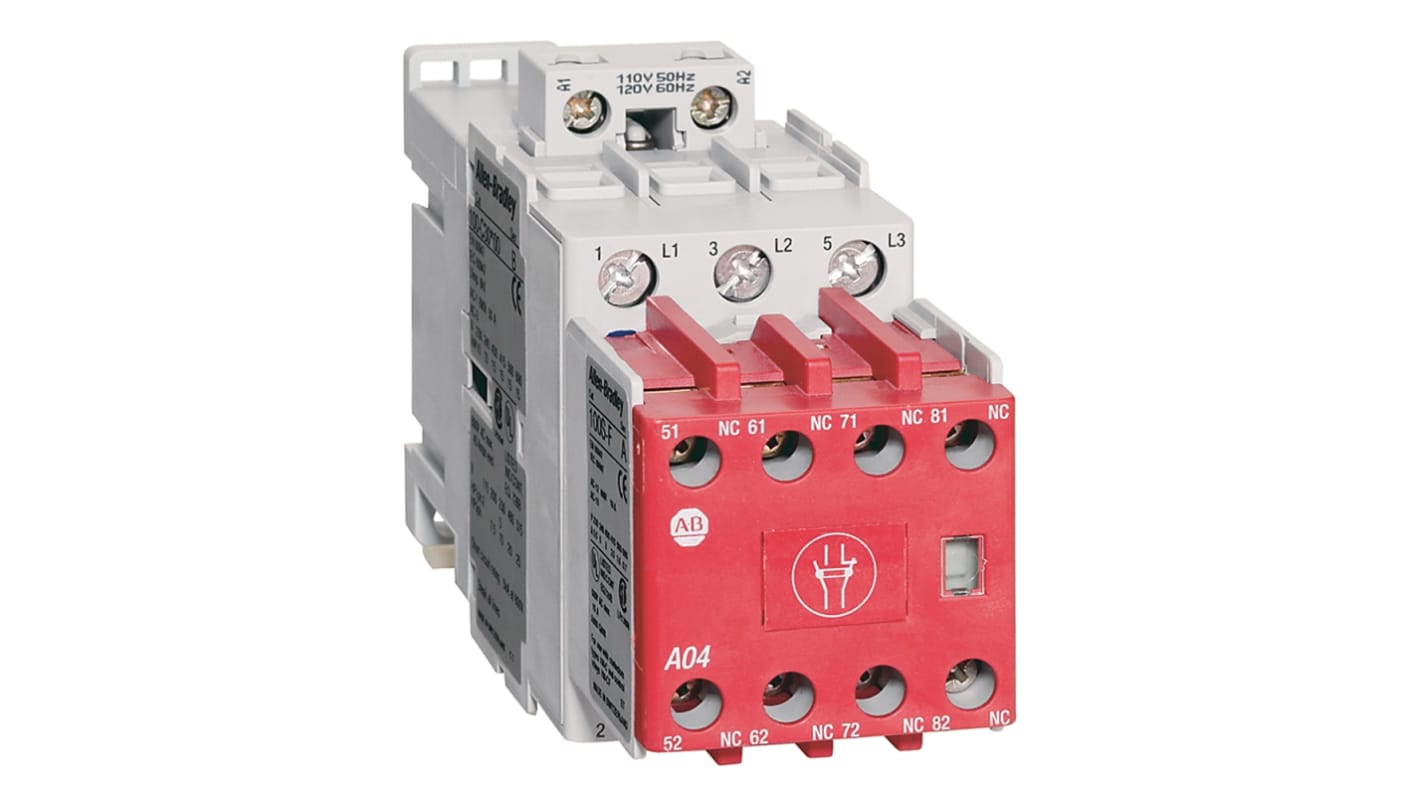 Contattore Rockwell Automation 100S-C30EJ14BC, 3 poli, 30 A, bobina 24 V c.c., contatti a guida positiva, certificato SUVA.