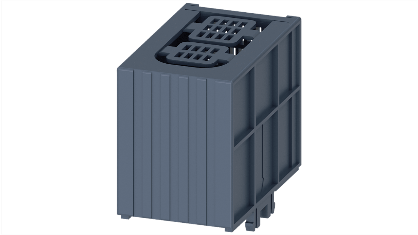 Terminali sezionatori Siemens 3KF9204-5, coperchio di collegamento cavo corto, dimensioni 46x58.5x75 mm, compatibile con terminali piatti.