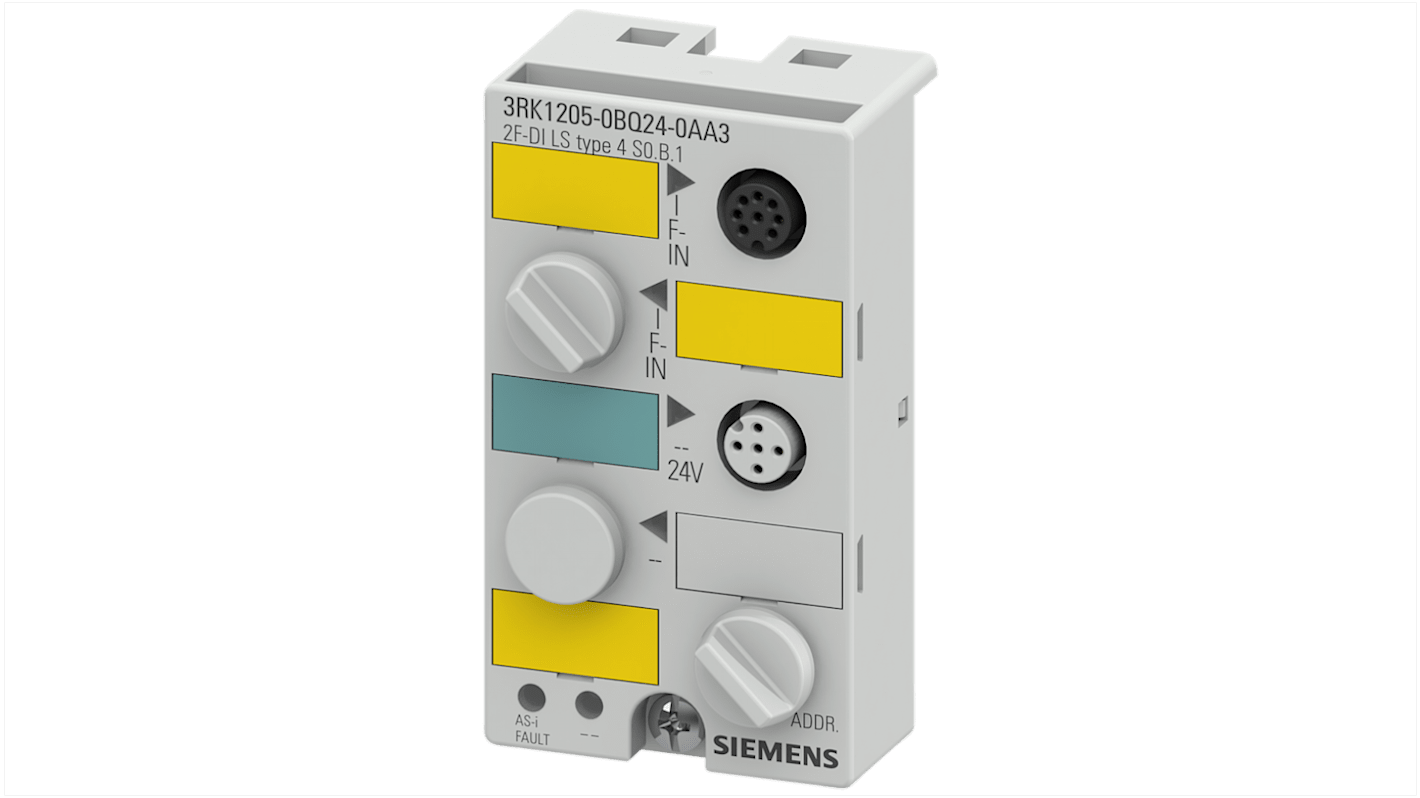 Modulo di monitoraggio Siemens 3RK1205-0BQ24-0AA3, compatto, dimensioni 80 x 45 x 34 mm, per test uscita semiconduttori.