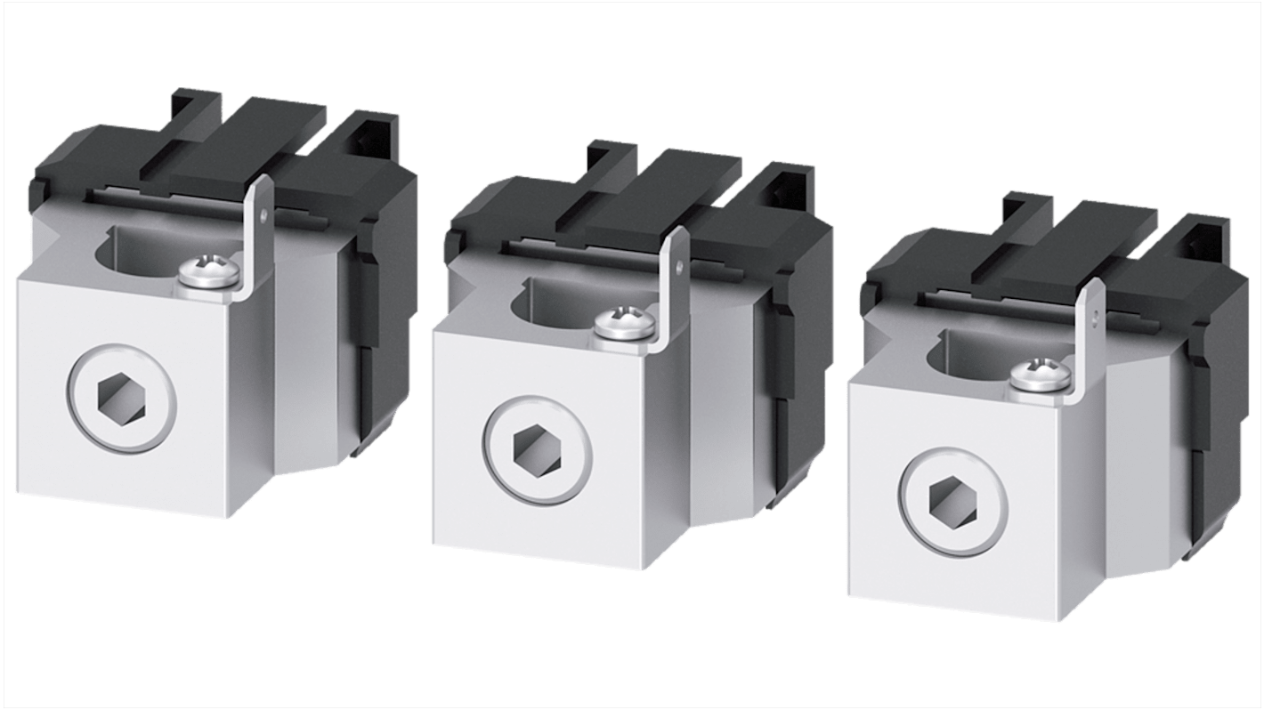 Connettore filo Siemens 3VA9233-0JG11 per 3VA52 250, composto da 3 unità, approvato IEC e UL, per conduttore circolare.