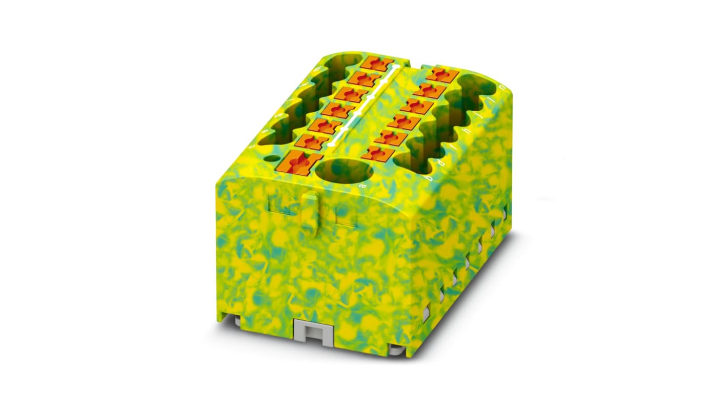 Blocco di distribuzione Phoenix Contact 1 via 57A (cod. 1091671) verde giallo V0 6 kV - Connessione tramite albero del conduttore - Montaggio trasversale - Risparmio spazio fino al 50% - UL 94 - SEO-friendly e tecnicamente accurato.