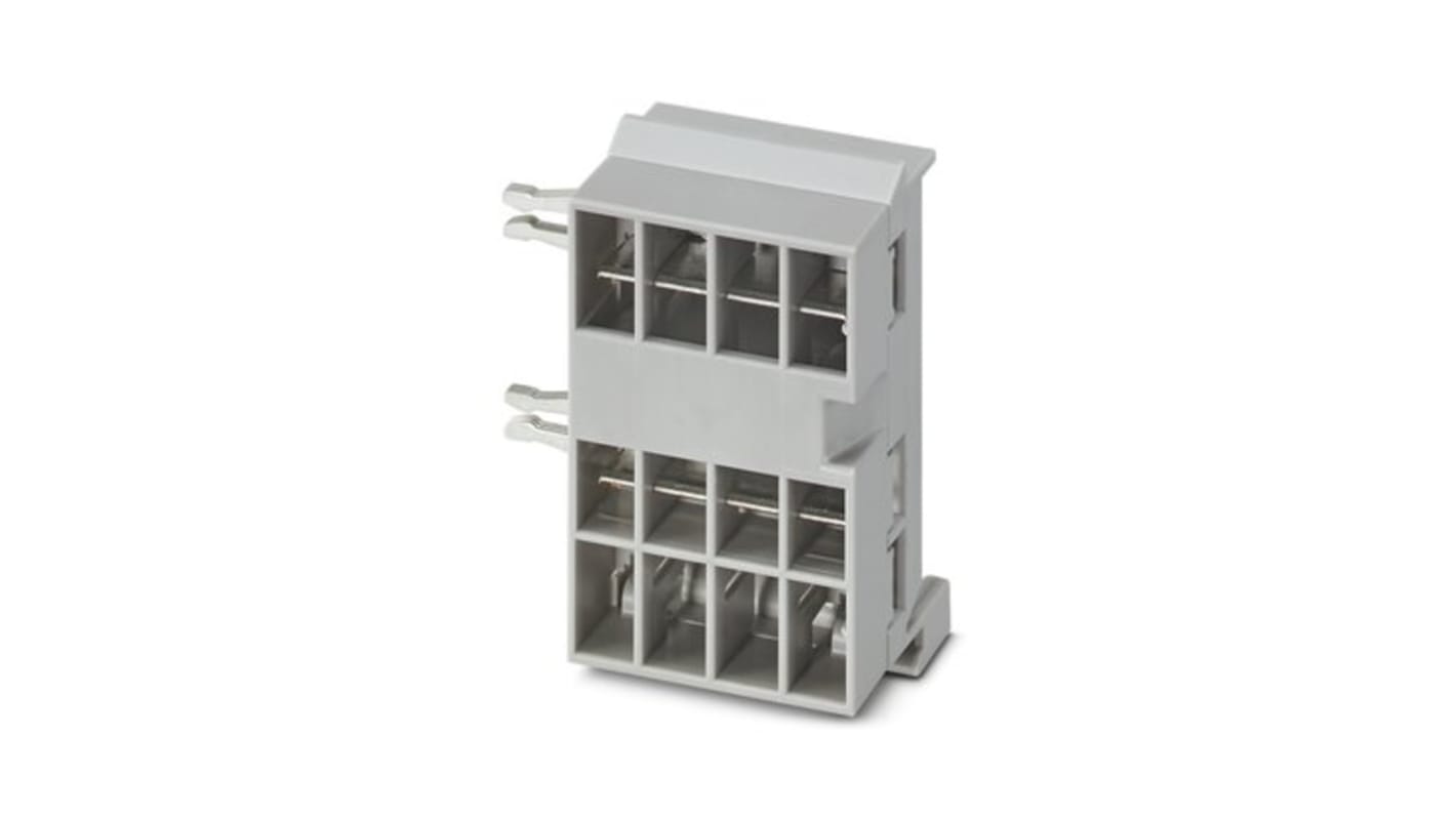 Connettore barra di distribuzione CAPAROC Phoenix Contact, 24V cc, 45 A, 4 slot per guida DIN, grado di protezione IP20, colore grigio chiaro.