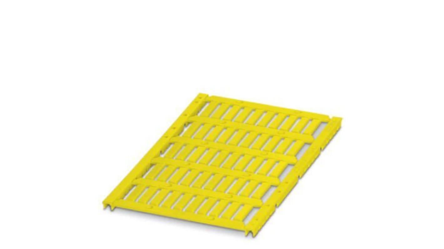 Marcatore per conduttori Phoenix Contact UCT-WMT 801447 giallo, 20x8 mm per cavi da 0,6 a 50 mm. Resistente UV, strofinamento, silicone e alogeni. Compatibile con vari dispositivi di etichettatura.