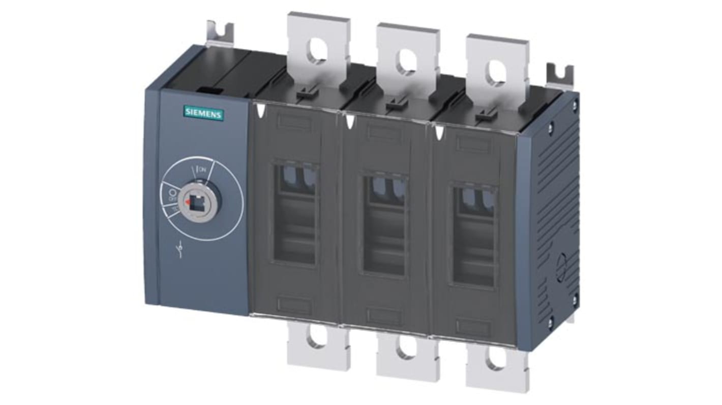 Sezionatore interruttore Siemens 3KD4830-0QE10-0, 800A, 3 poli, azionamento anteriore, scollegamento di sicurezza.