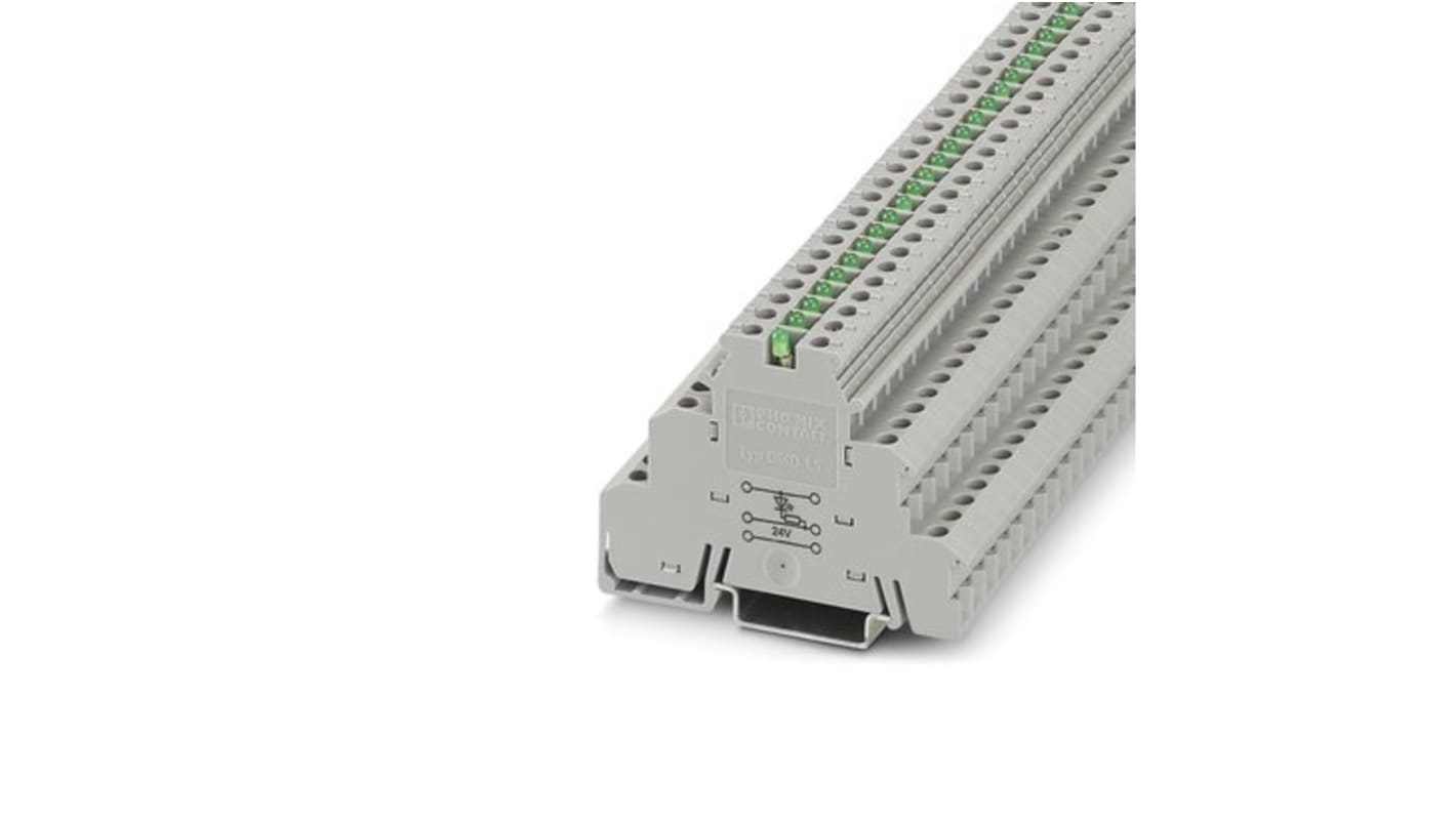 Morsetto Phoenix Contact 2716376, grigio triplo, ecocompatibile per cablaggio sensori/attuatori bipolari.