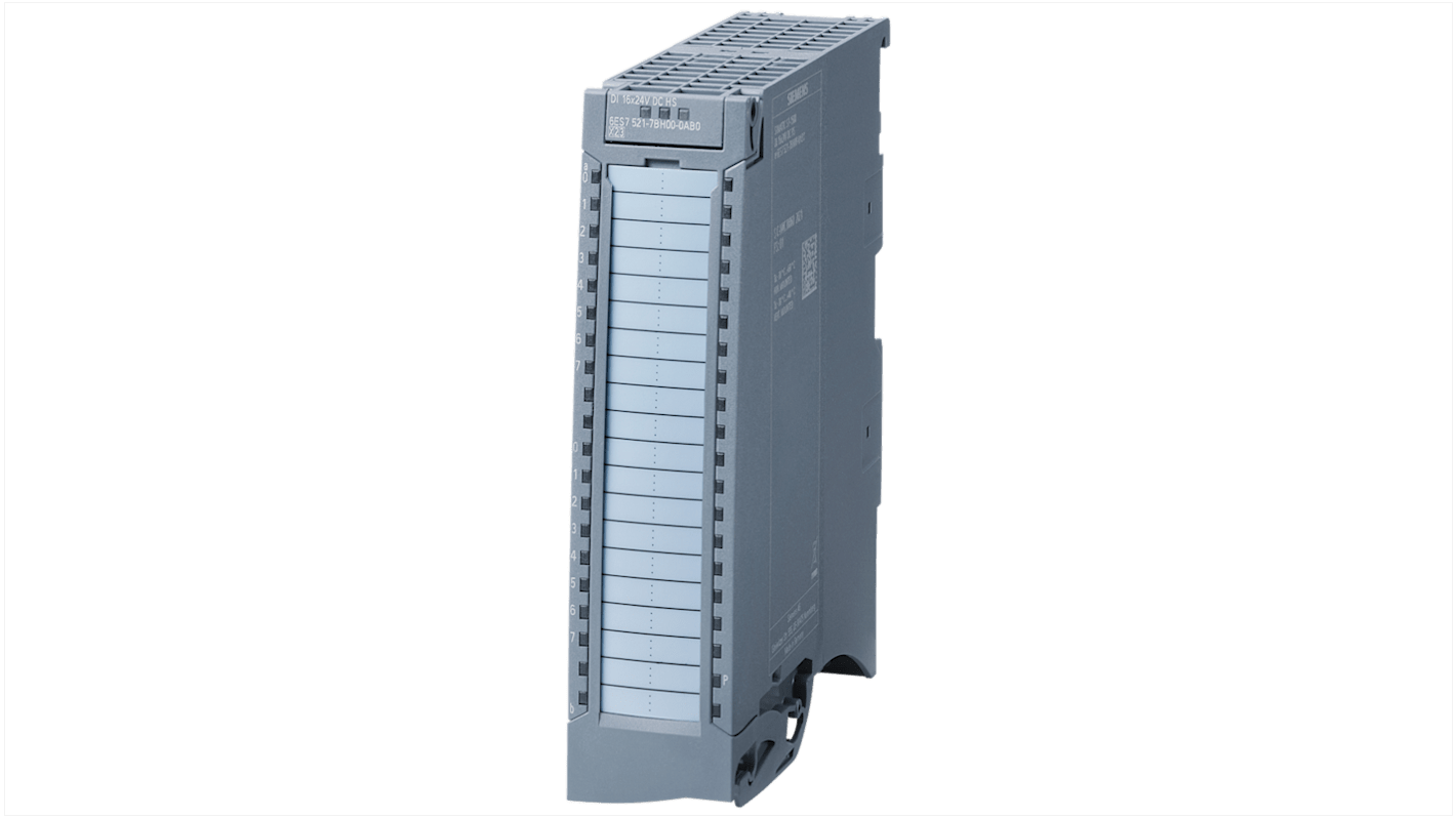 Modulo I/O Siemens 6ES7521-7BH00-0AB0 per PLC SIMATIC S7-1500, 16 ingressi e 16 uscite, montaggio su guida DIN.