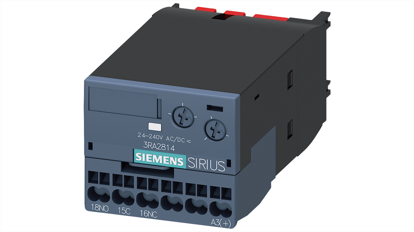 Blocco interruttore ausiliario Siemens 3RA28142AW10, 1 contatto, montaggio a clip, compatibile con contattori 3RT2 e 3RH2.