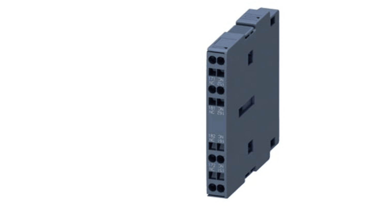 Blocco interruttore ausiliario Siemens 3RH19212KA02, 2 contatti NC, montaggio a innesto, classe di protezione IP20.