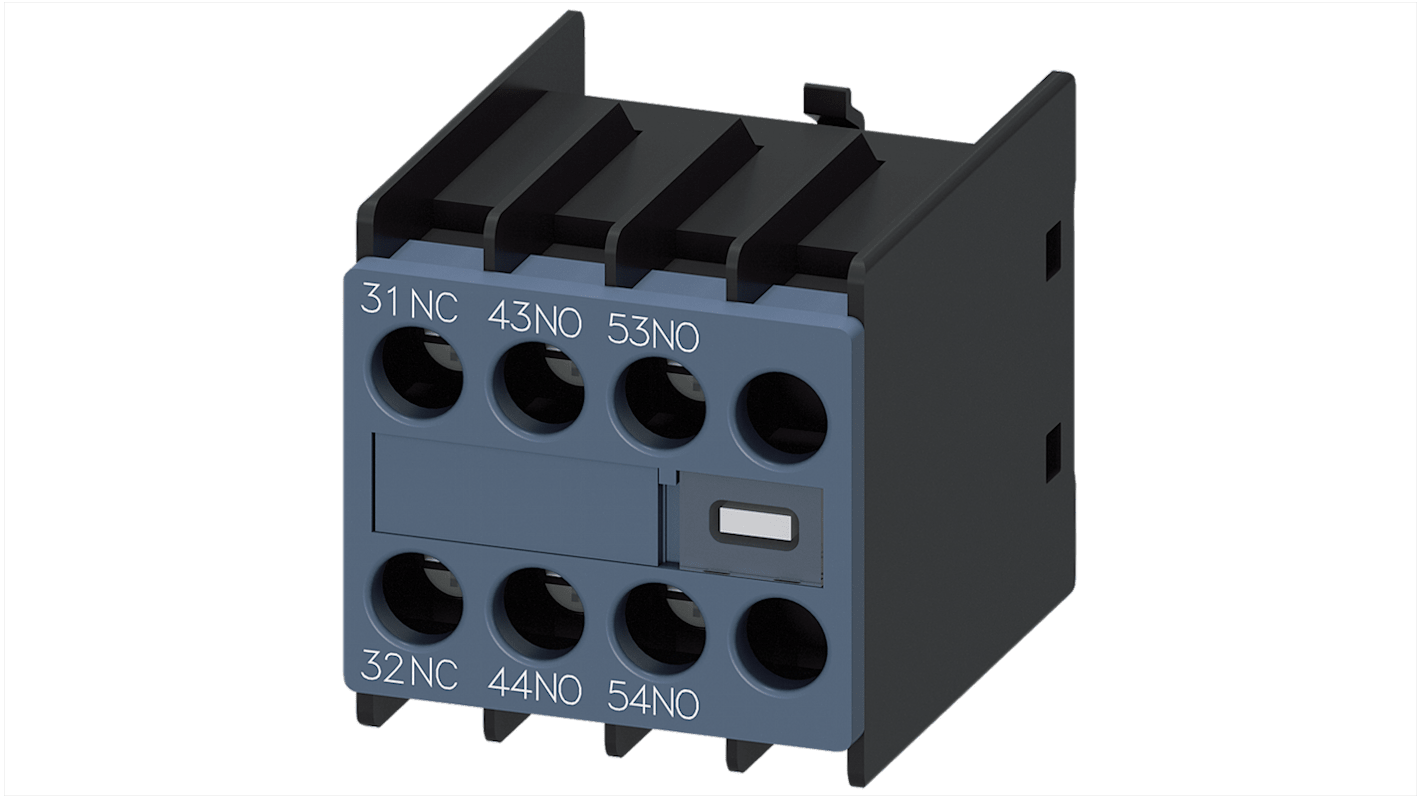 Blocco interruttore ausiliario Siemens 3RH29111YA210MA0, 3 contatti (2 NA + 2 NC), montaggio a innesto, serie 3RH2, IP20.