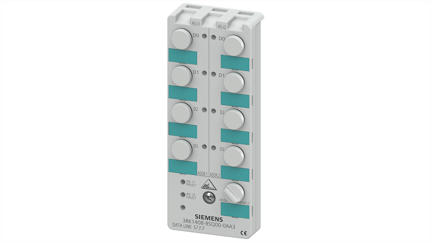 Accoppiatore digitale Siemens 3RK14088SQ000AA3 per moduli I/O, IP67, 4 ingressi PNP, dimensioni 152 x 60 x 29 mm.
